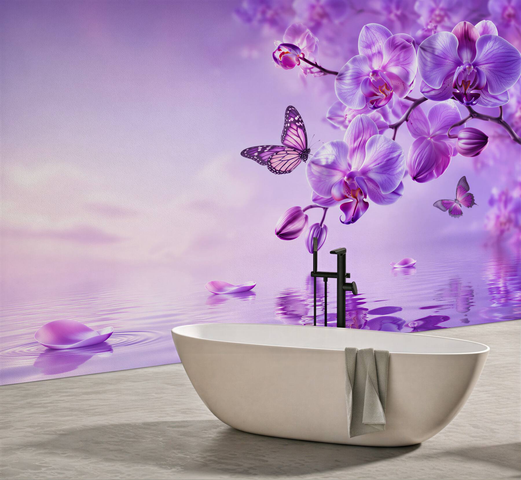 Fototapeta motyle i fioletowa orchidea