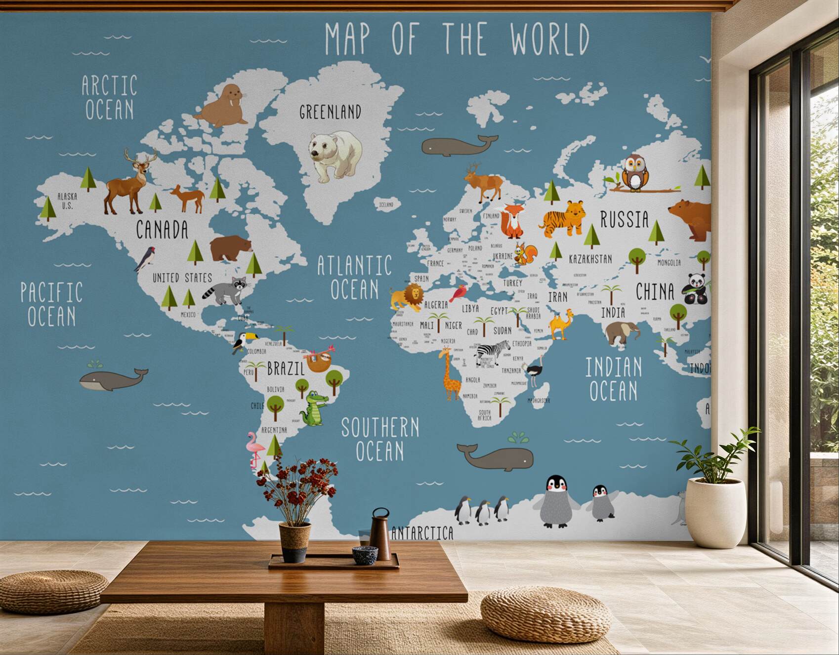 Fototapeta mapa wykonana w animowanej estetyce