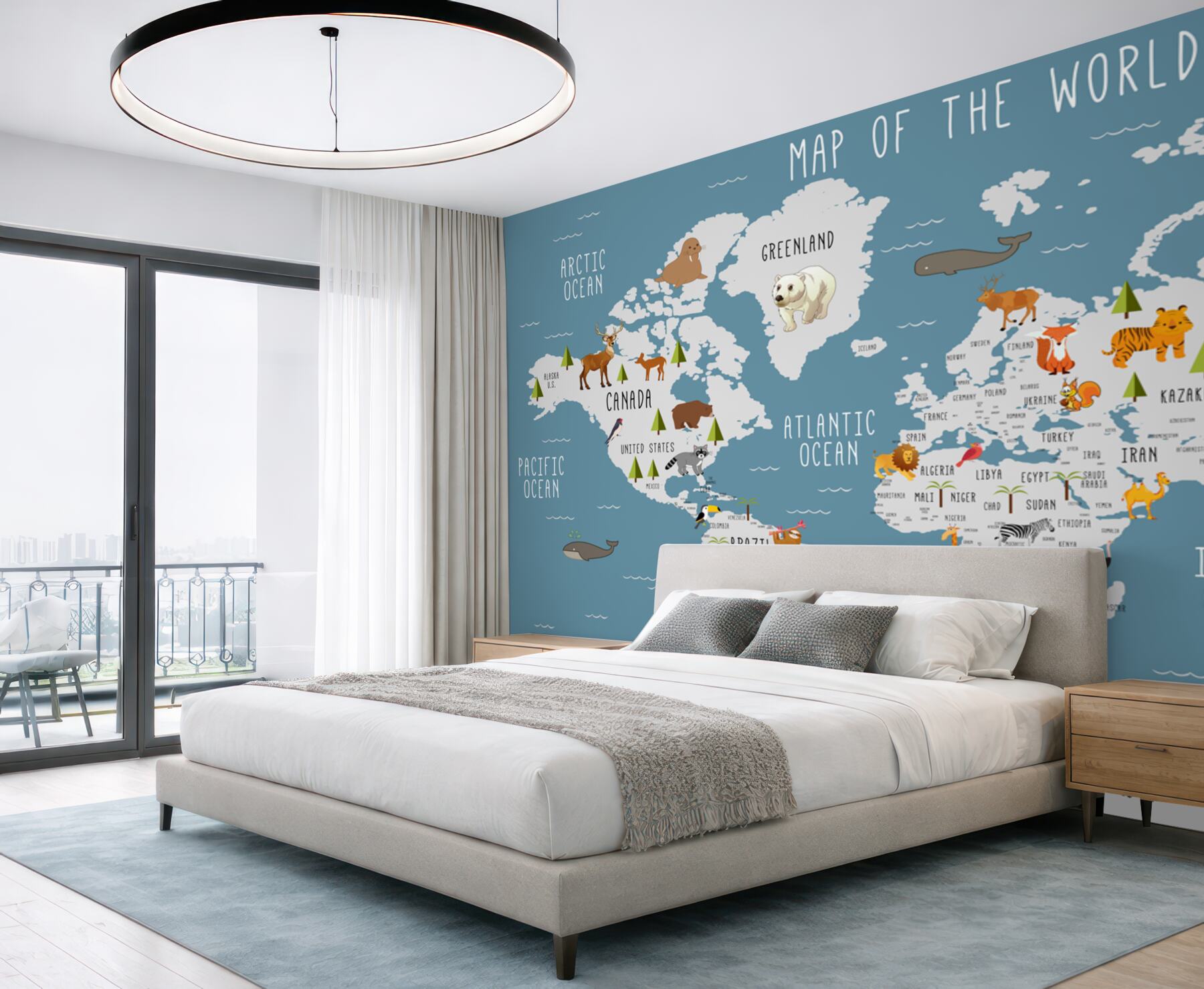 Fototapeta mapa wykonana w animowanej estetyce