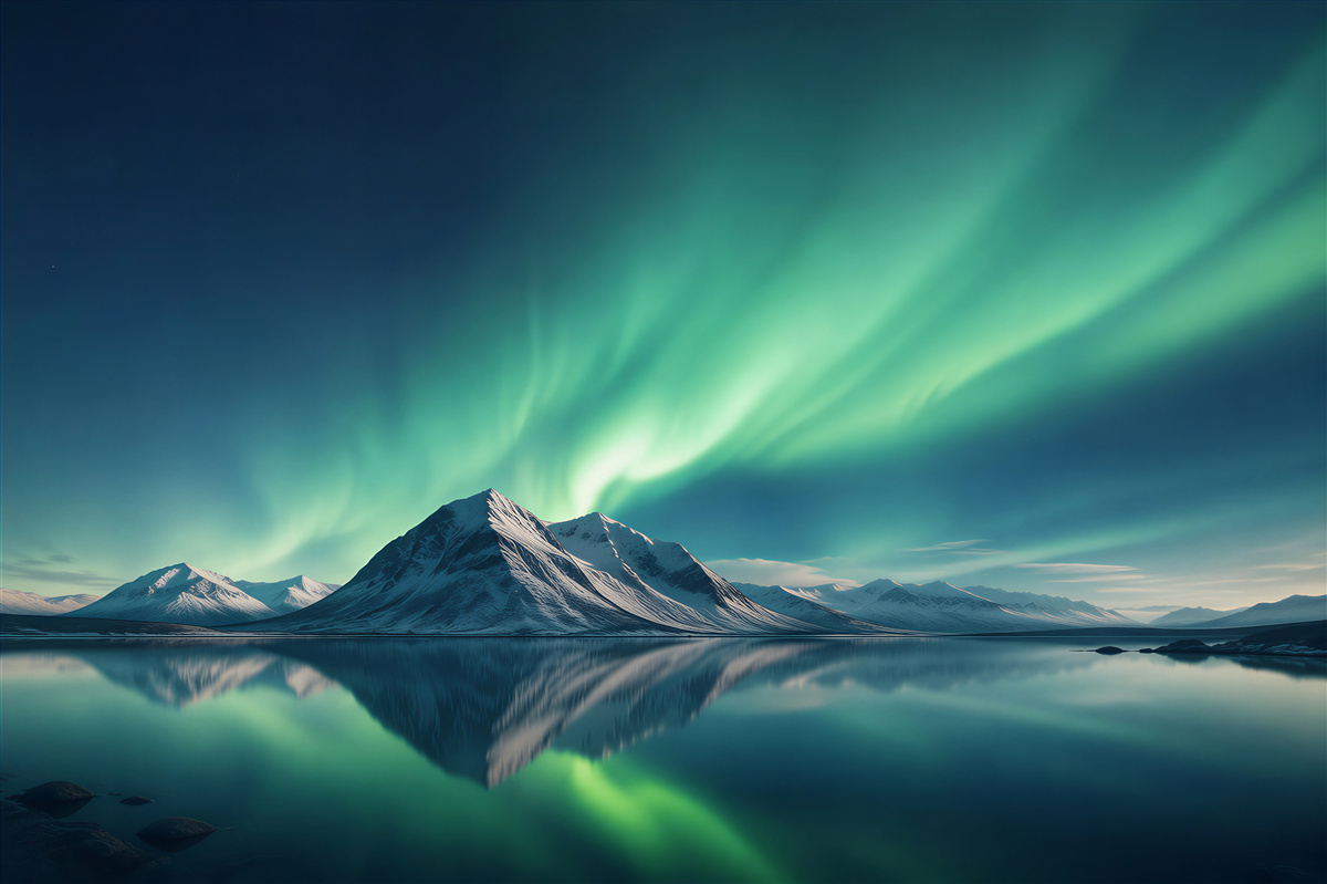Fototapeta niesamowite zorze polarne nad morzem