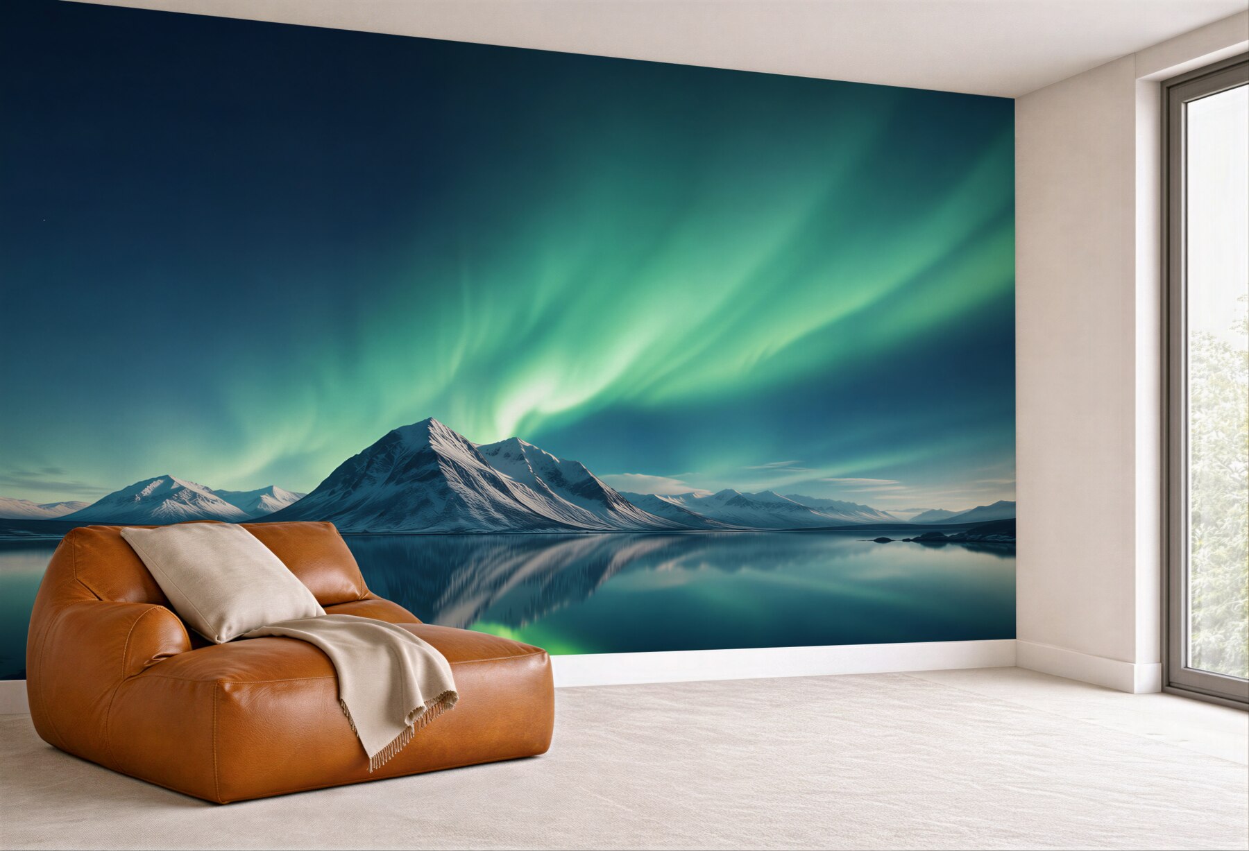 Fototapeta niesamowite zorze polarne nad morzem