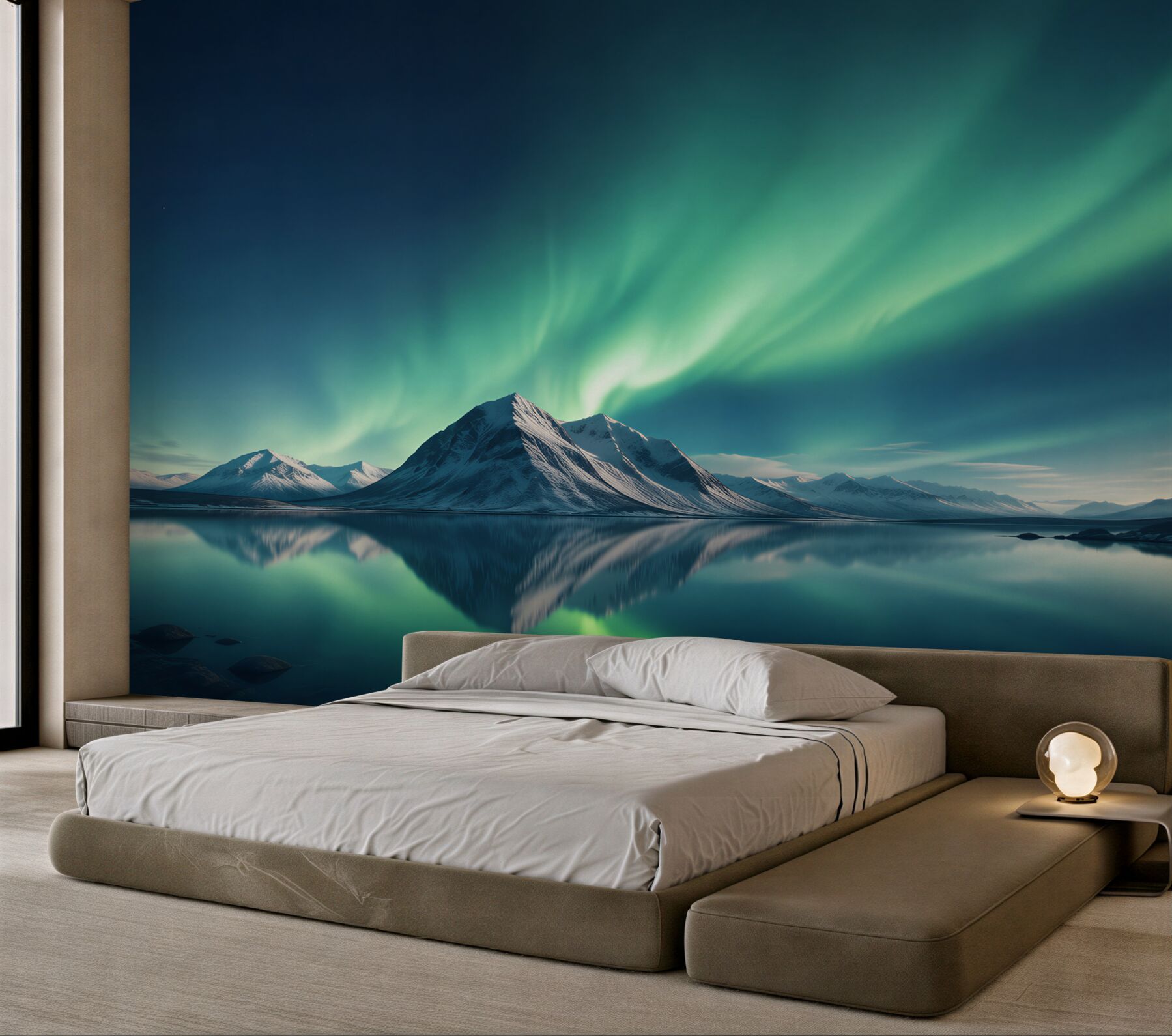 Fototapeta niesamowite zorze polarne nad morzem