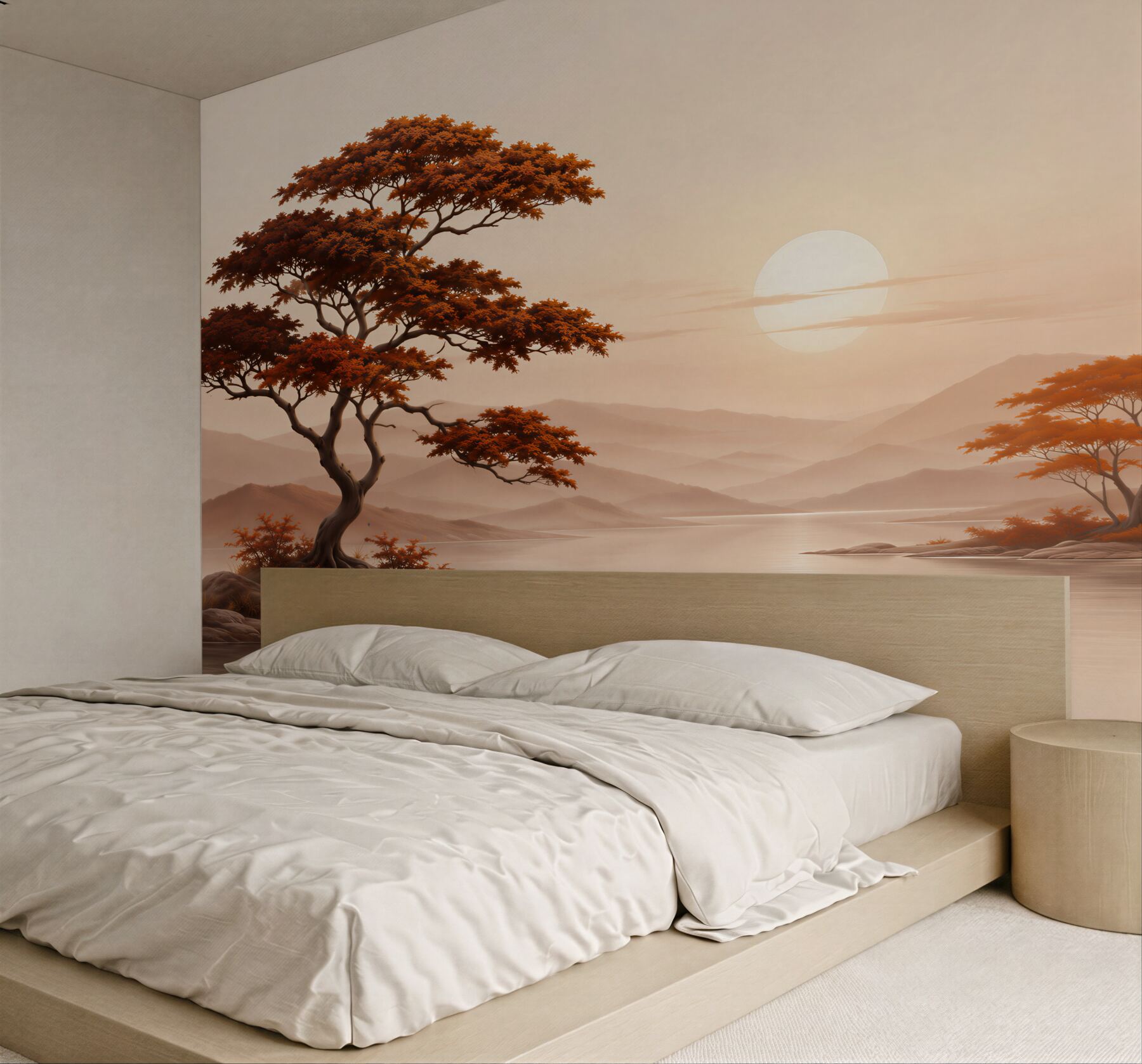 Fototapeta słońce zachodzi nad bonsai