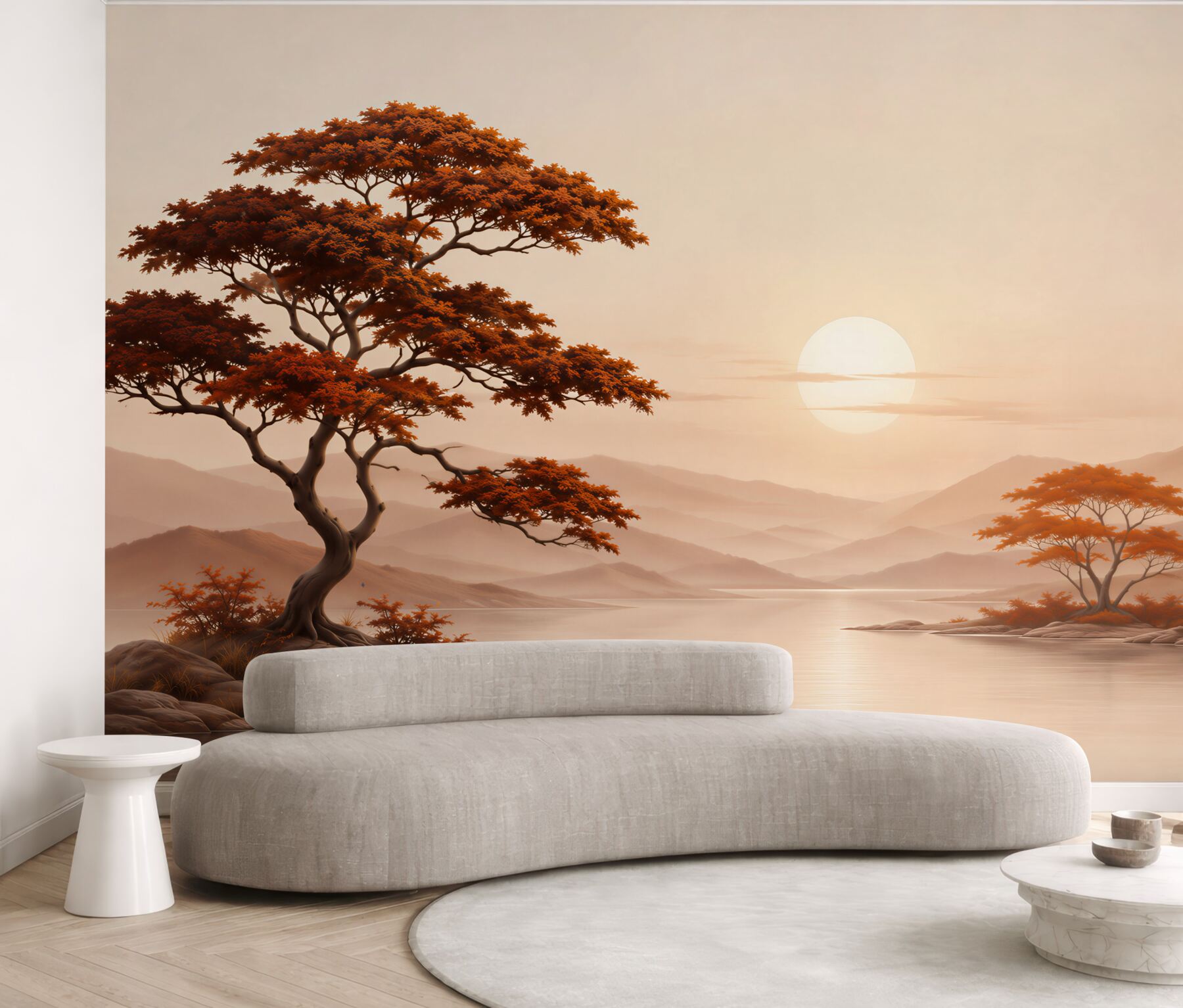 Fototapeta słońce zachodzi nad bonsai