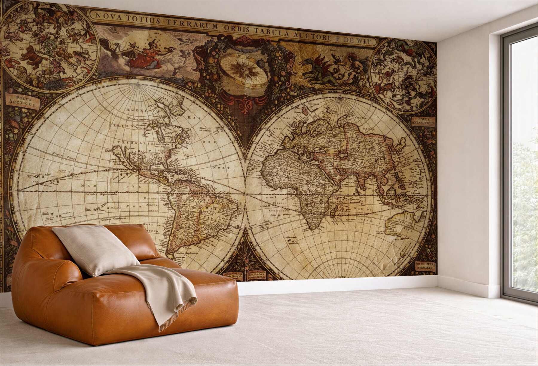 Fototapeta starożytna mapa geograficzna przedstawiona w postaci dwóch półkul
