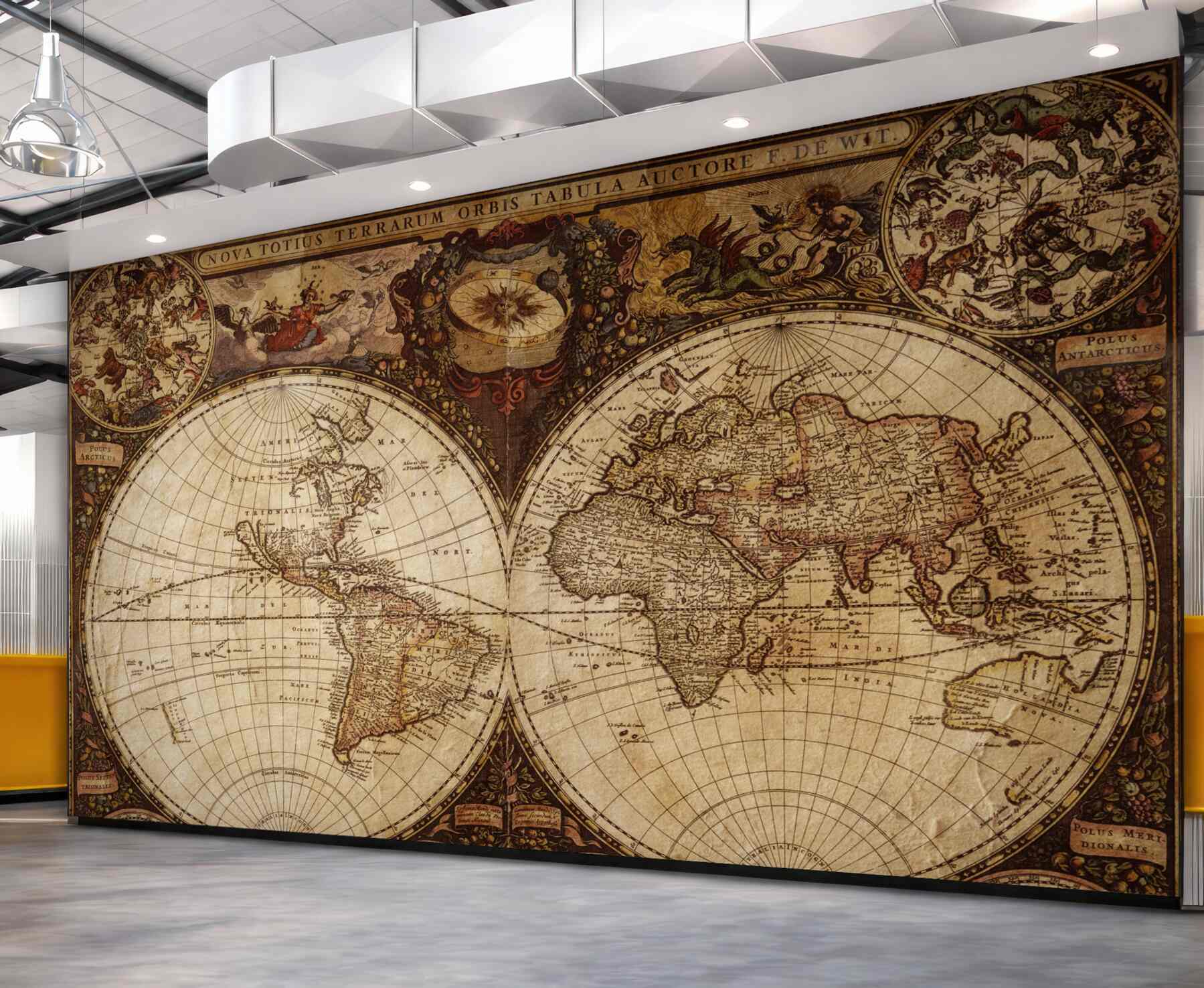 Fototapeta starożytna mapa geograficzna przedstawiona w postaci dwóch półkul
