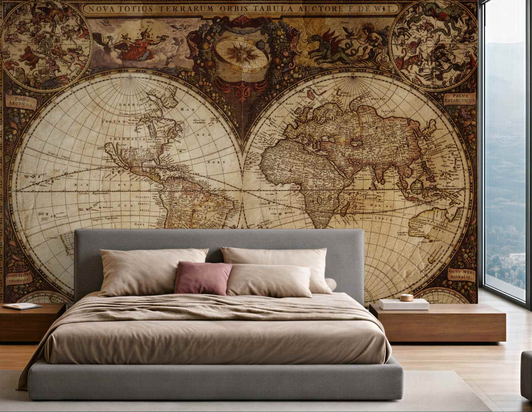 Fototapeta starożytna mapa geograficzna przedstawiona w postaci dwóch półkul