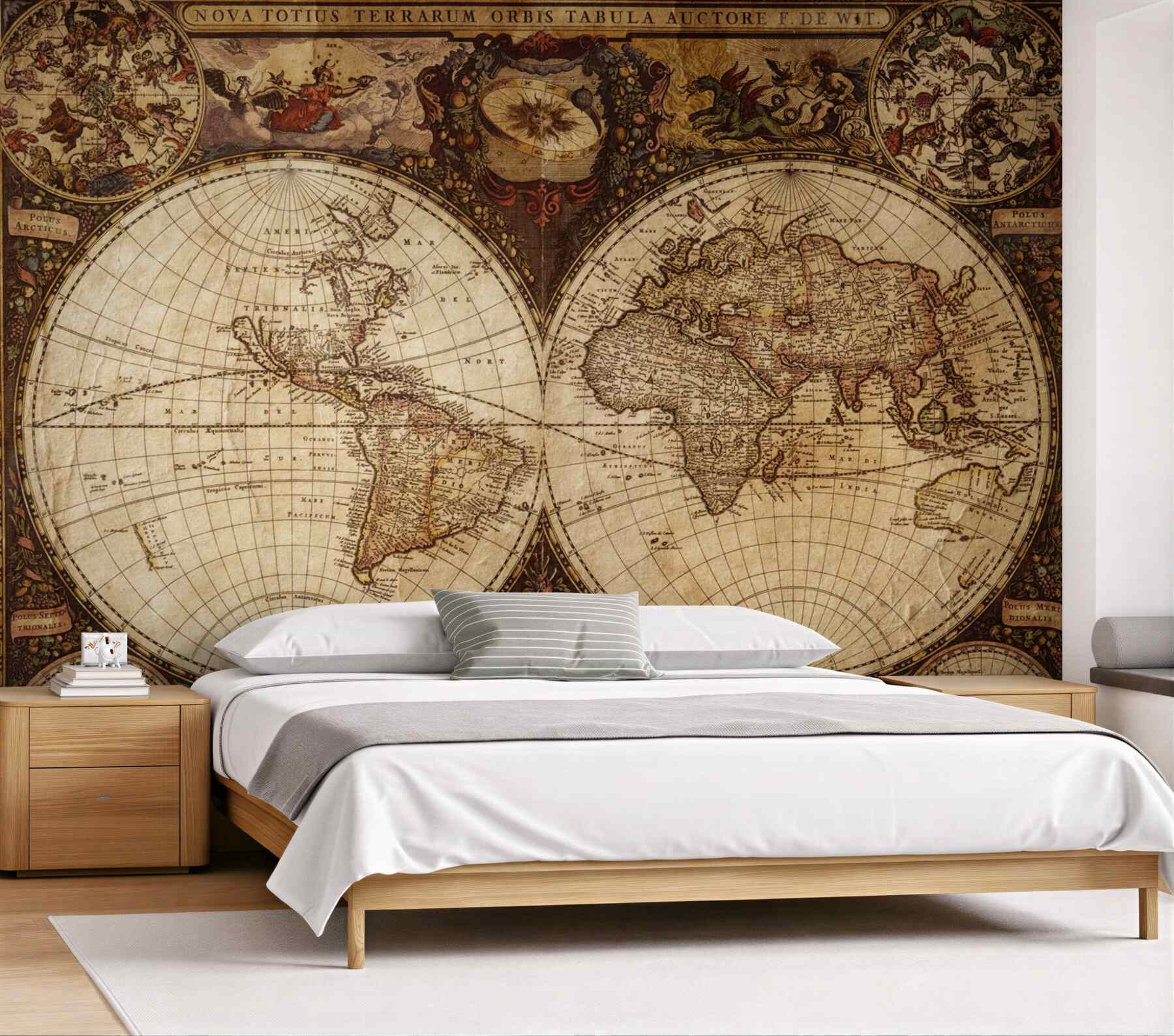 Fototapeta starożytna mapa geograficzna przedstawiona w postaci dwóch półkul