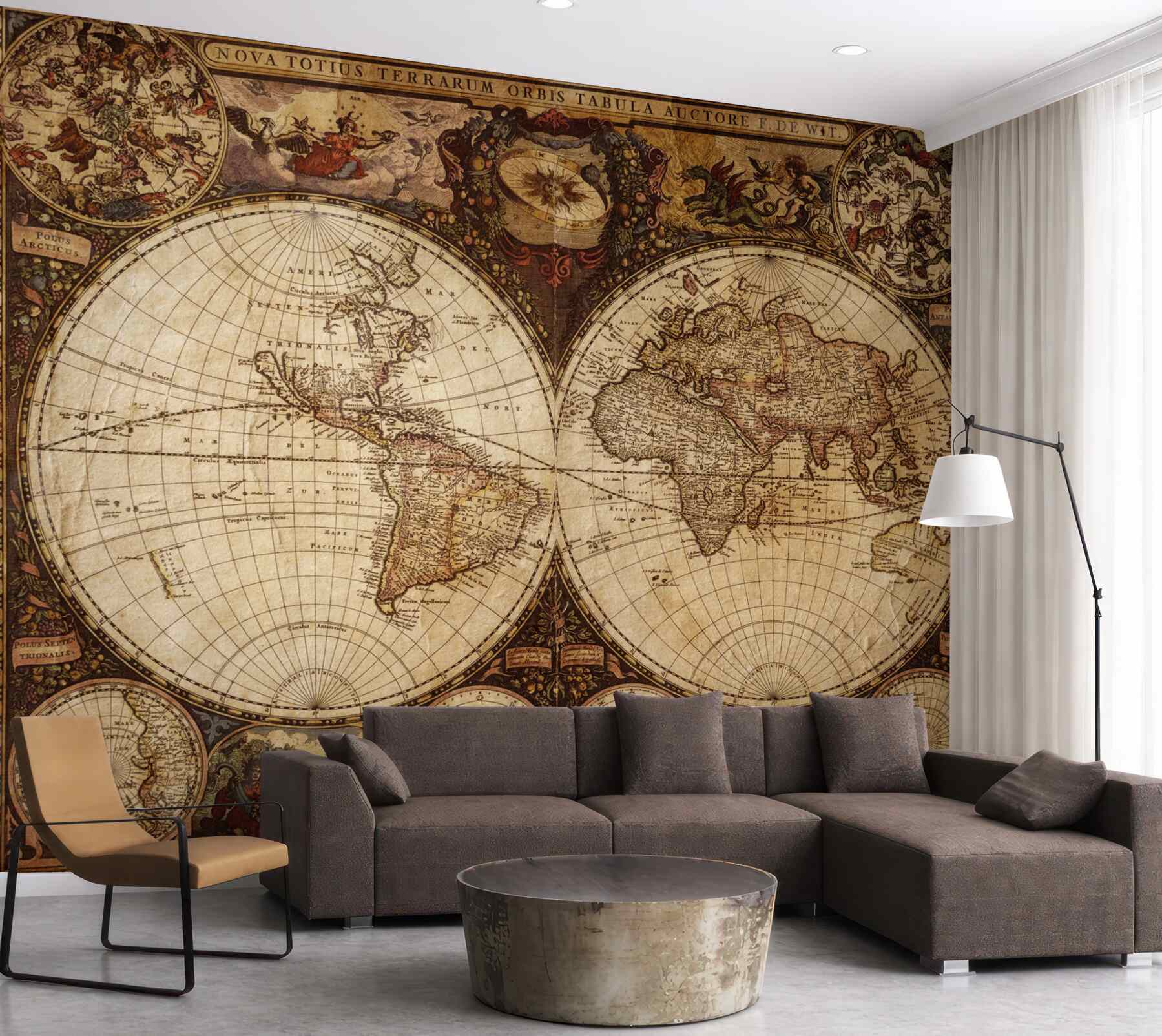 Fototapeta starożytna mapa geograficzna przedstawiona w postaci dwóch półkul
