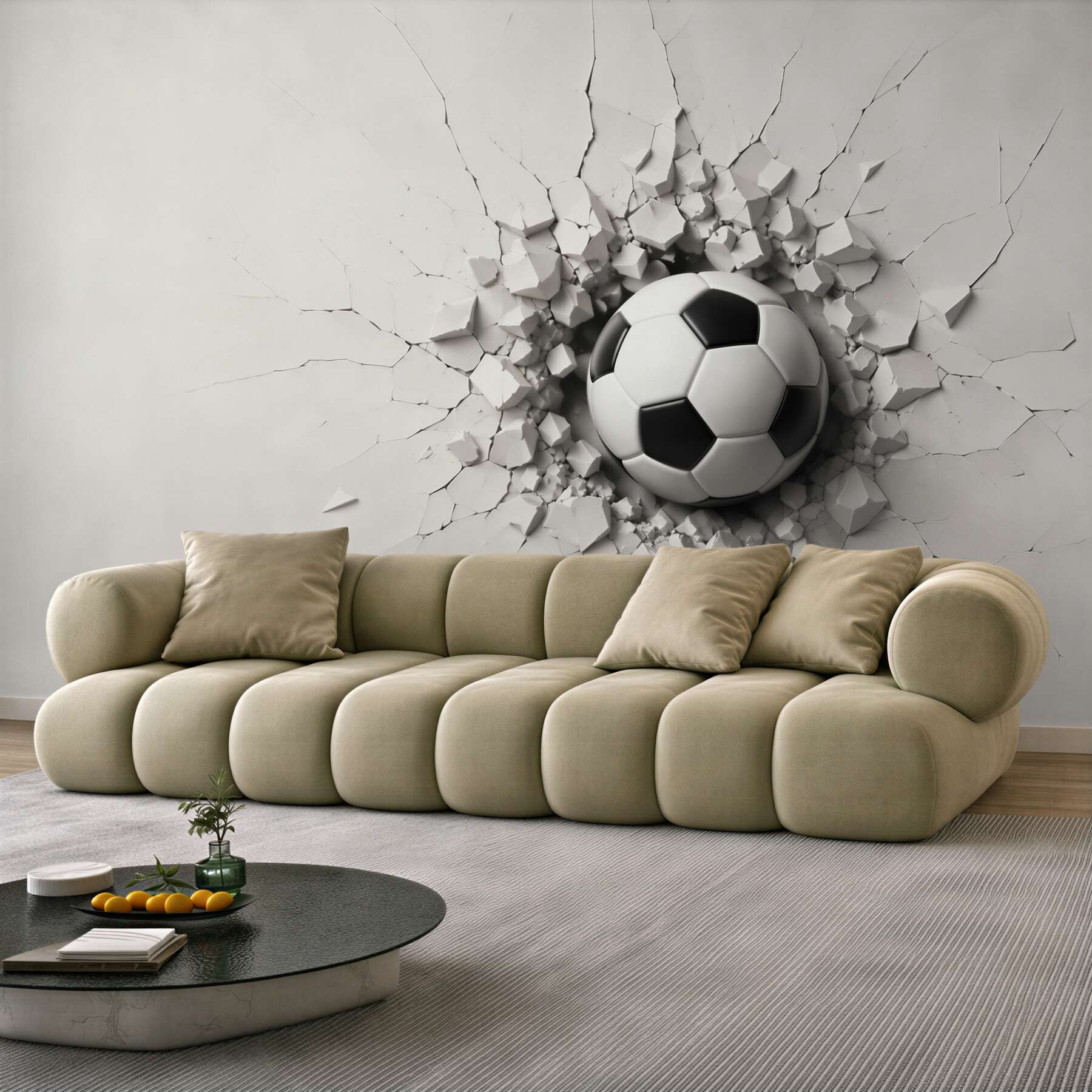 Fototapeta piłka nożna przelatuje przez barierę