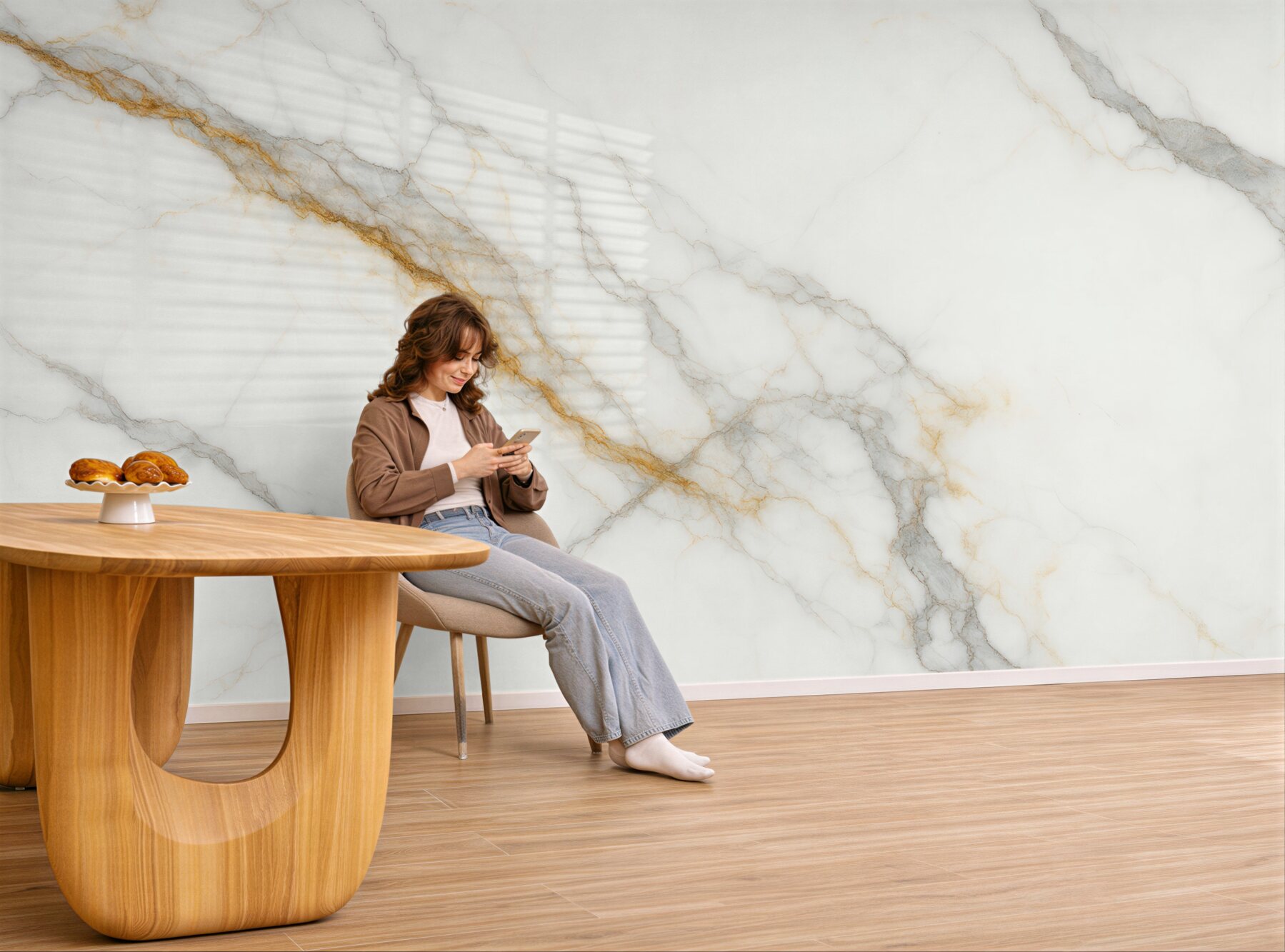 Fototapeta biały marmur ze złotą żyłą