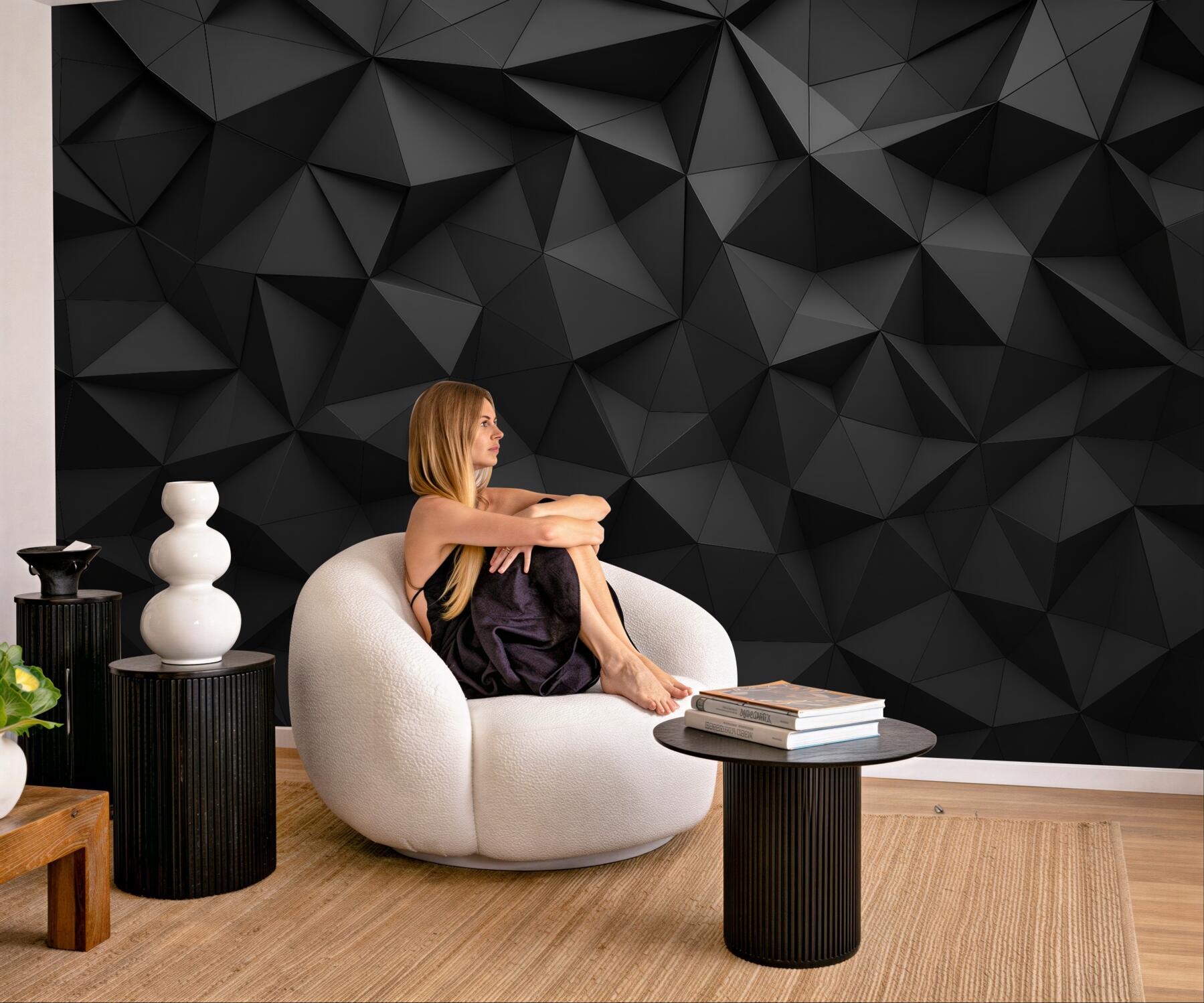 Fototapeta czarne geometryczne trójwymiarowe faktury