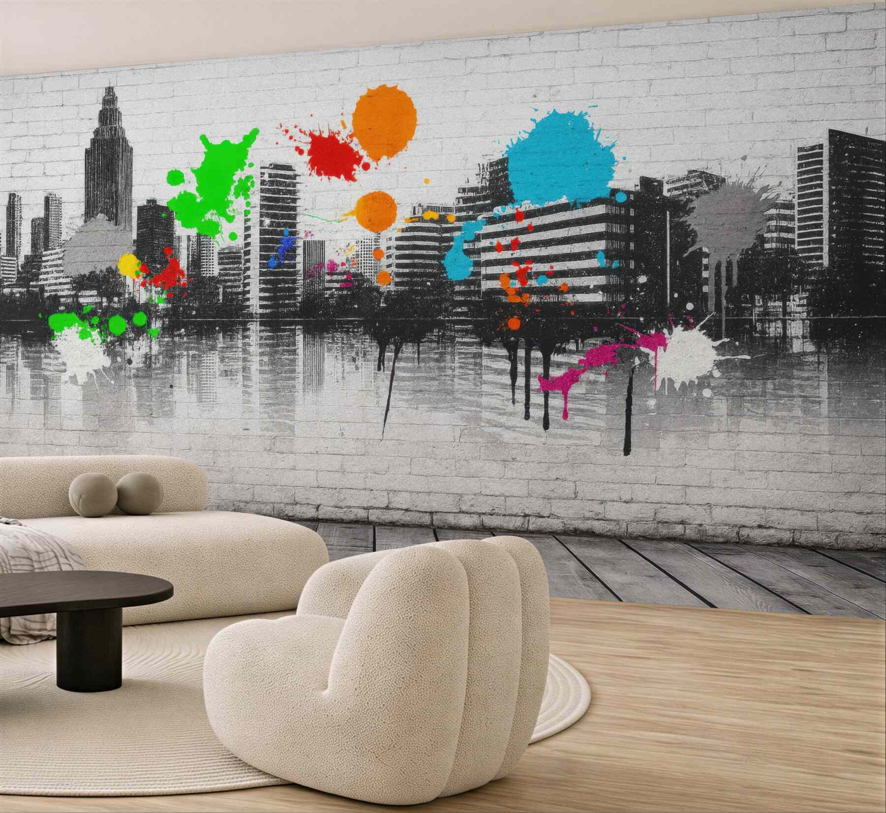 Fototapeta miejskie graffiti z kolorowym rozmachem