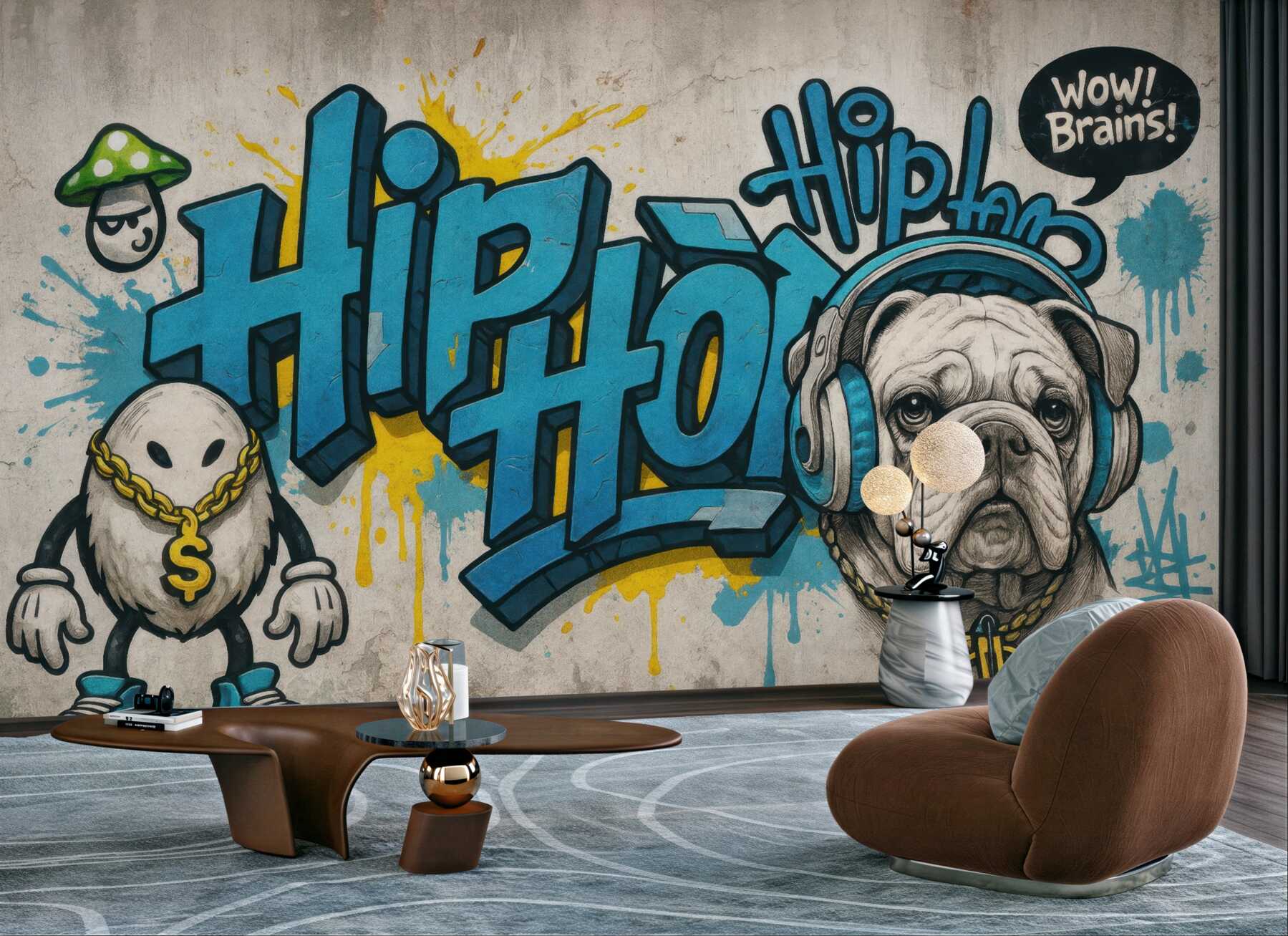 Fototapeta hiphopowy buldog w miejskim graffiti