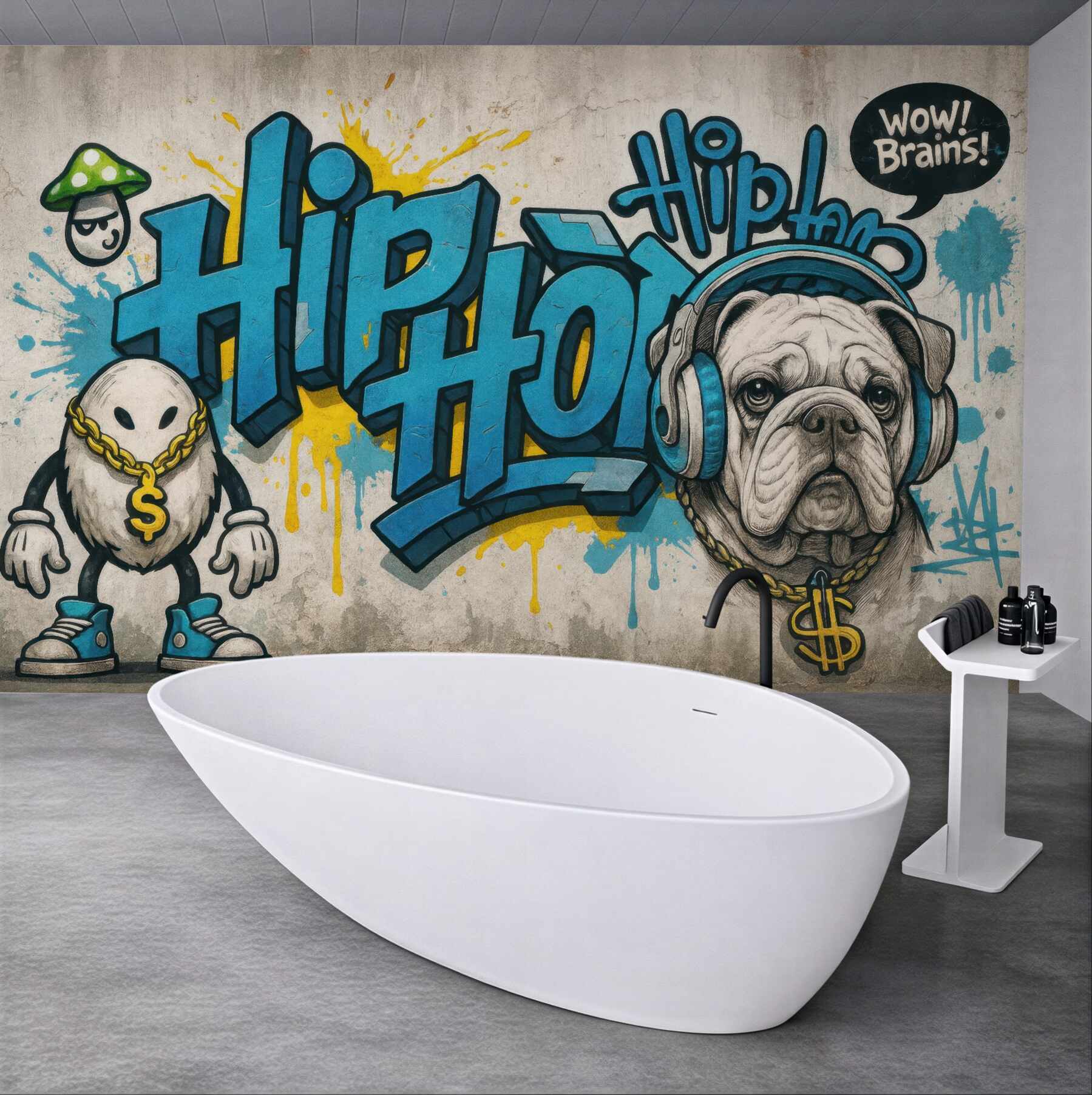 Fototapeta hiphopowy buldog w miejskim graffiti