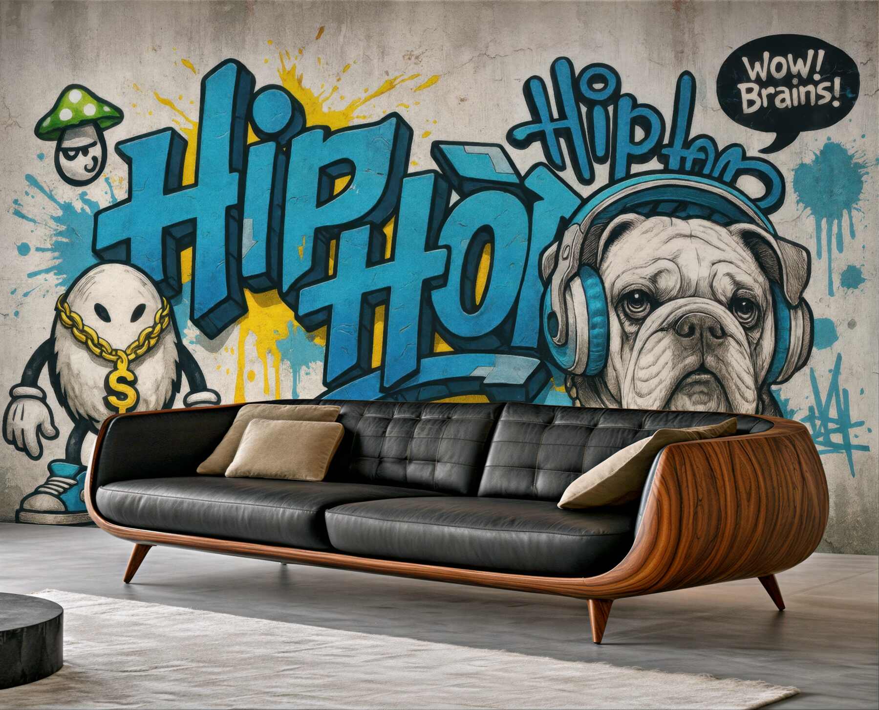 Fototapeta hiphopowy buldog w miejskim graffiti