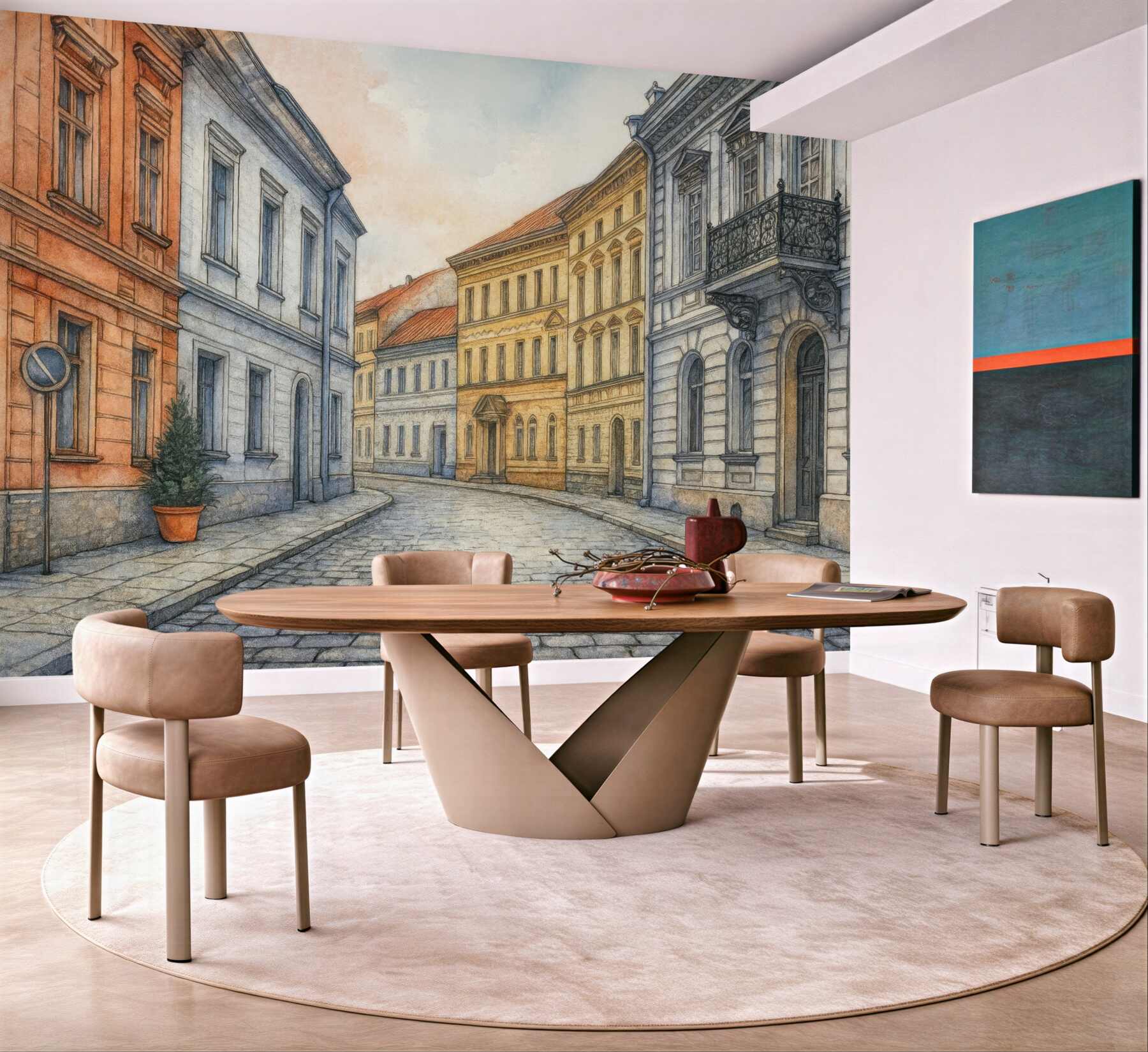 Fototapeta pastelowa uliczka w europejskim stylu