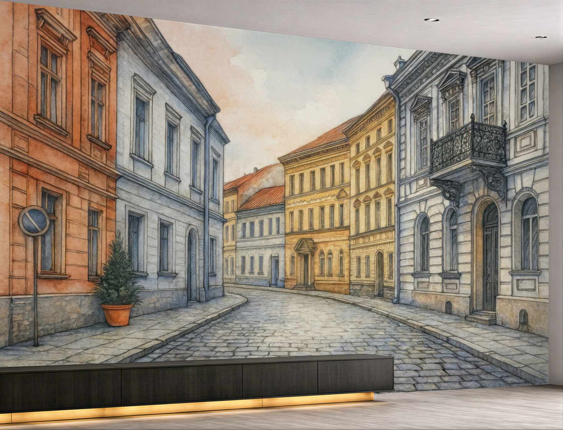 Fototapeta pastelowa uliczka w europejskim stylu