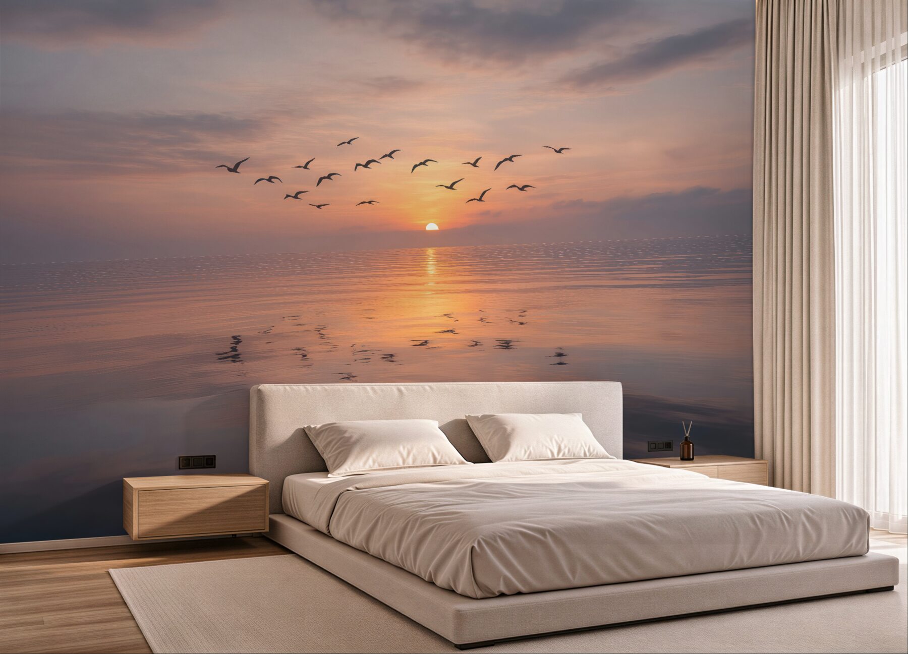 Fototapeta spokojny zachód słońca nad morzem