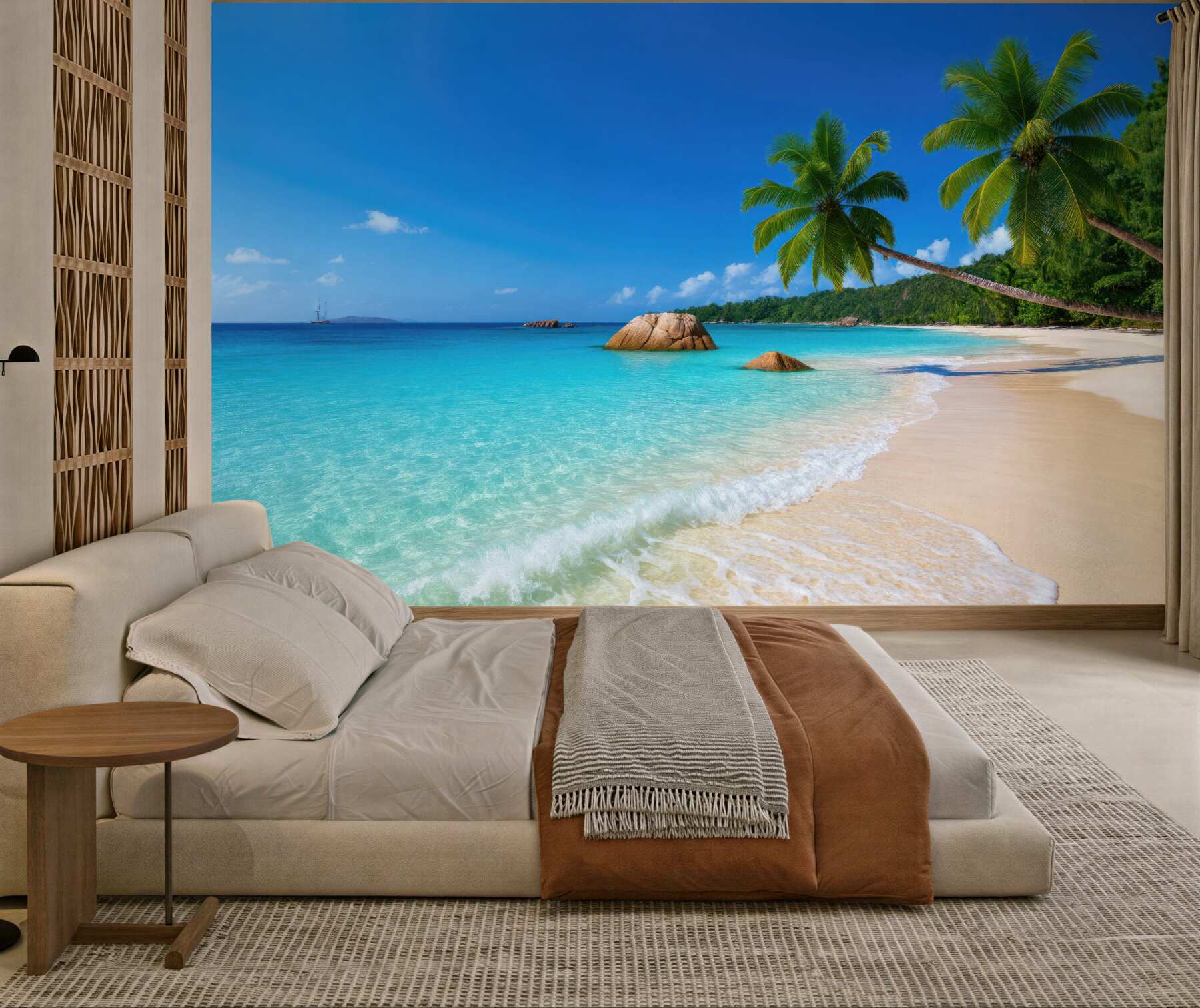 Fototapeta rajska plaża z palmami i turkusem