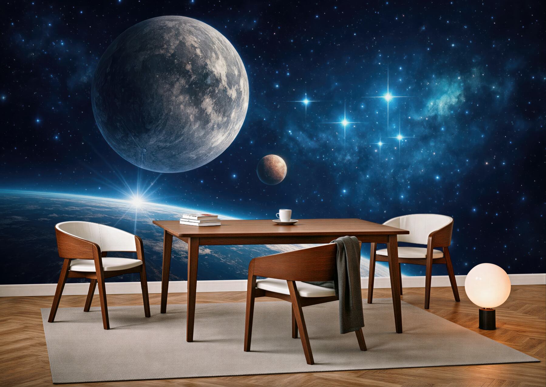 Fototapeta kosmiczny wschód nad planetarnym horyzontem