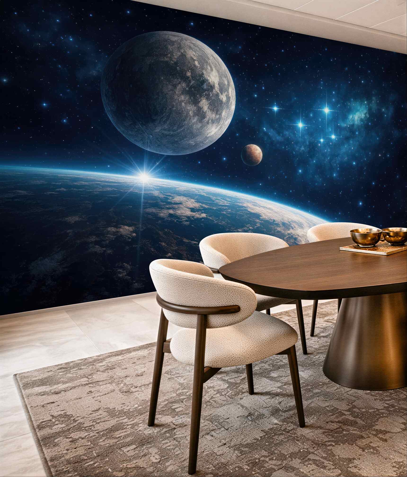 Fototapeta kosmiczny wschód nad planetarnym horyzontem