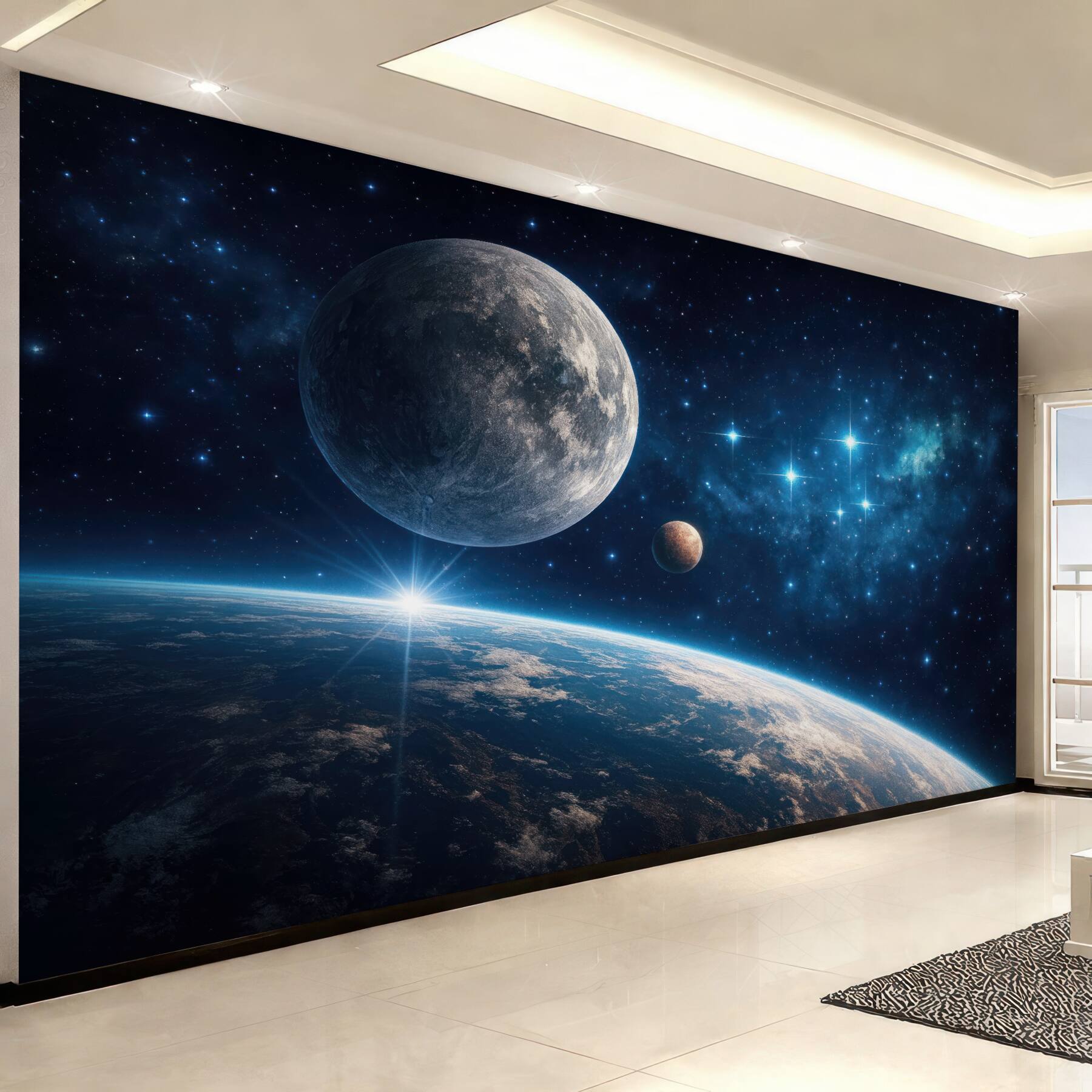 Fototapeta kosmiczny wschód nad planetarnym horyzontem