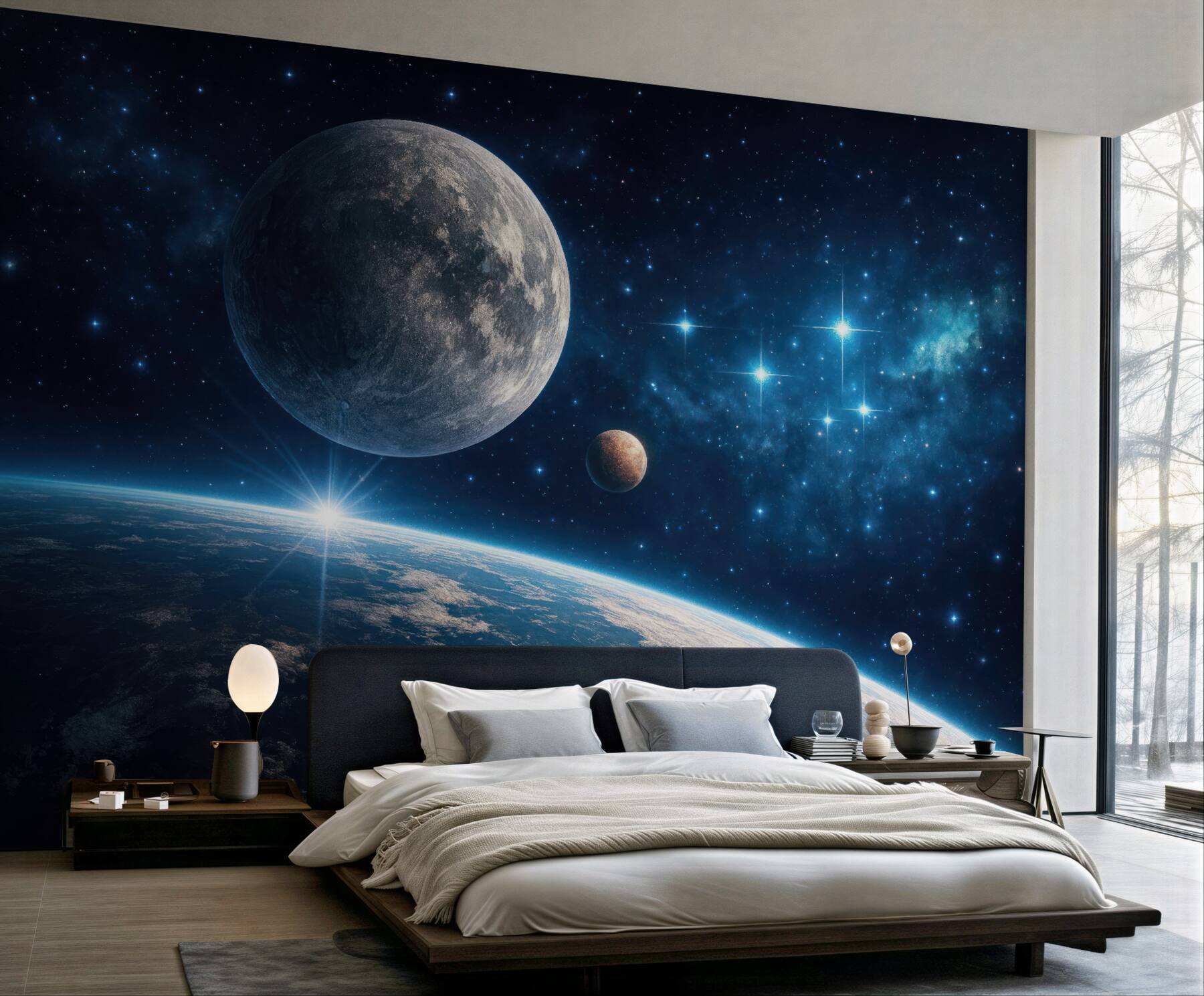 Fototapeta kosmiczny wschód nad planetarnym horyzontem