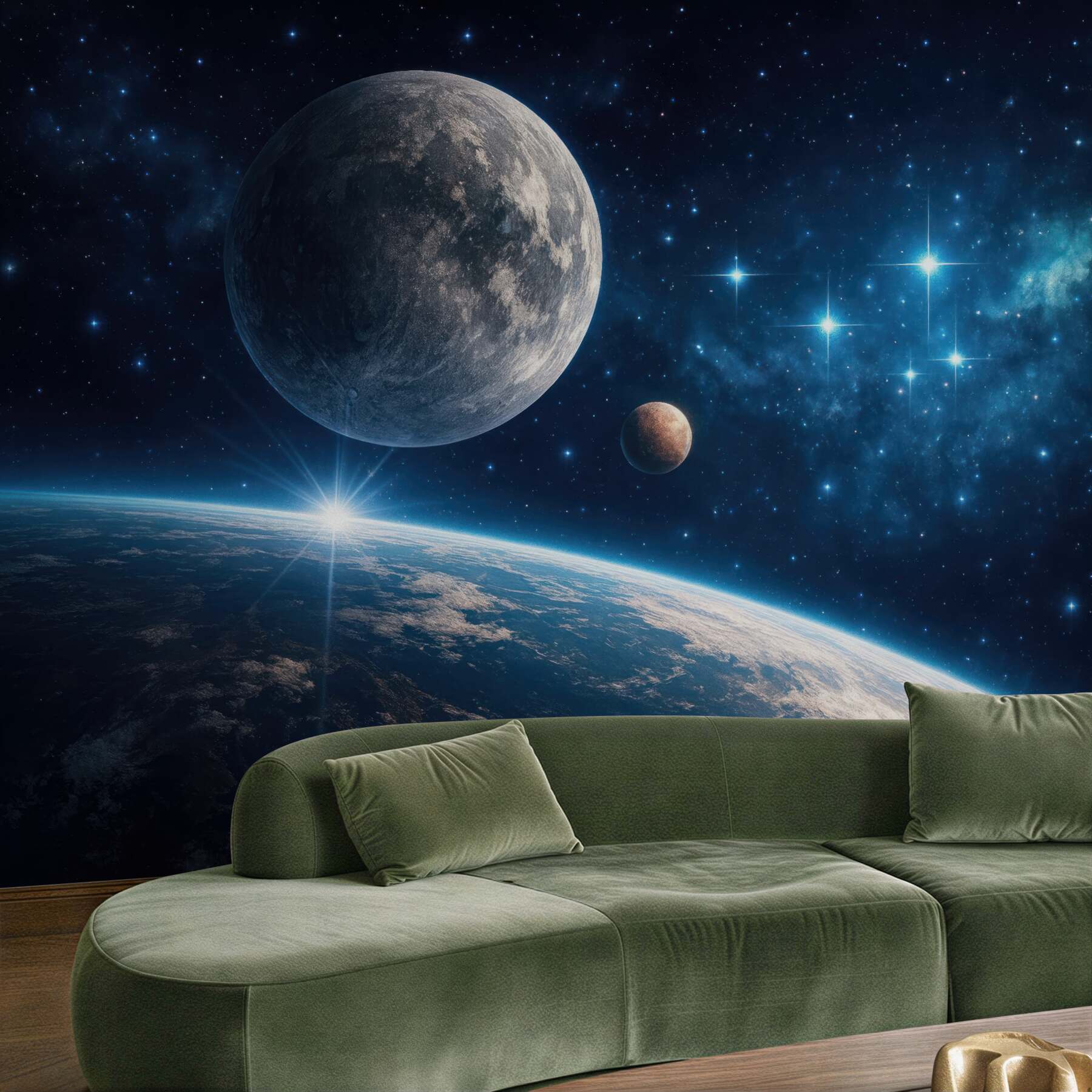 Fototapeta kosmiczny wschód nad planetarnym horyzontem