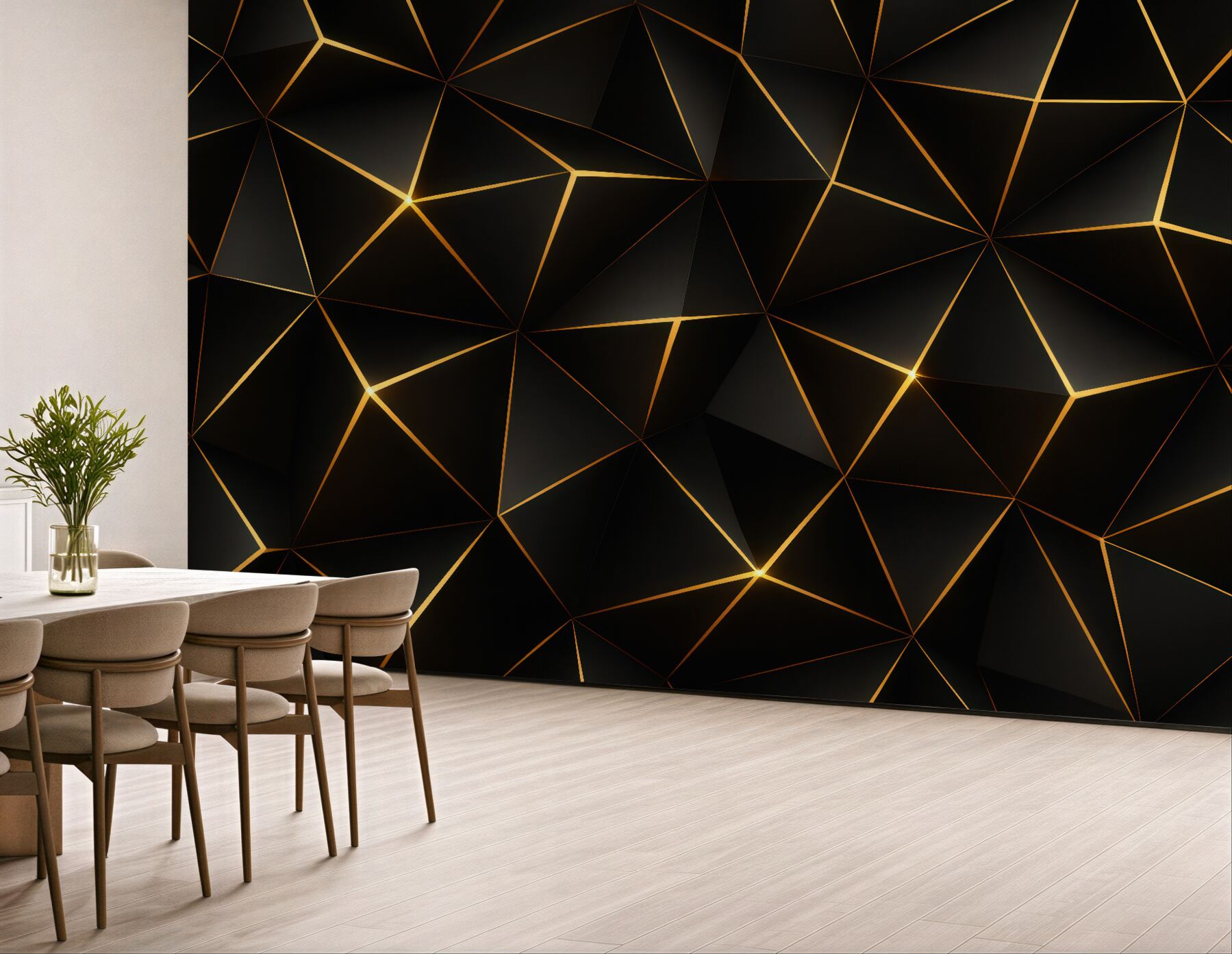 Fototapeta geometryczna czerń z złotym blaskiem