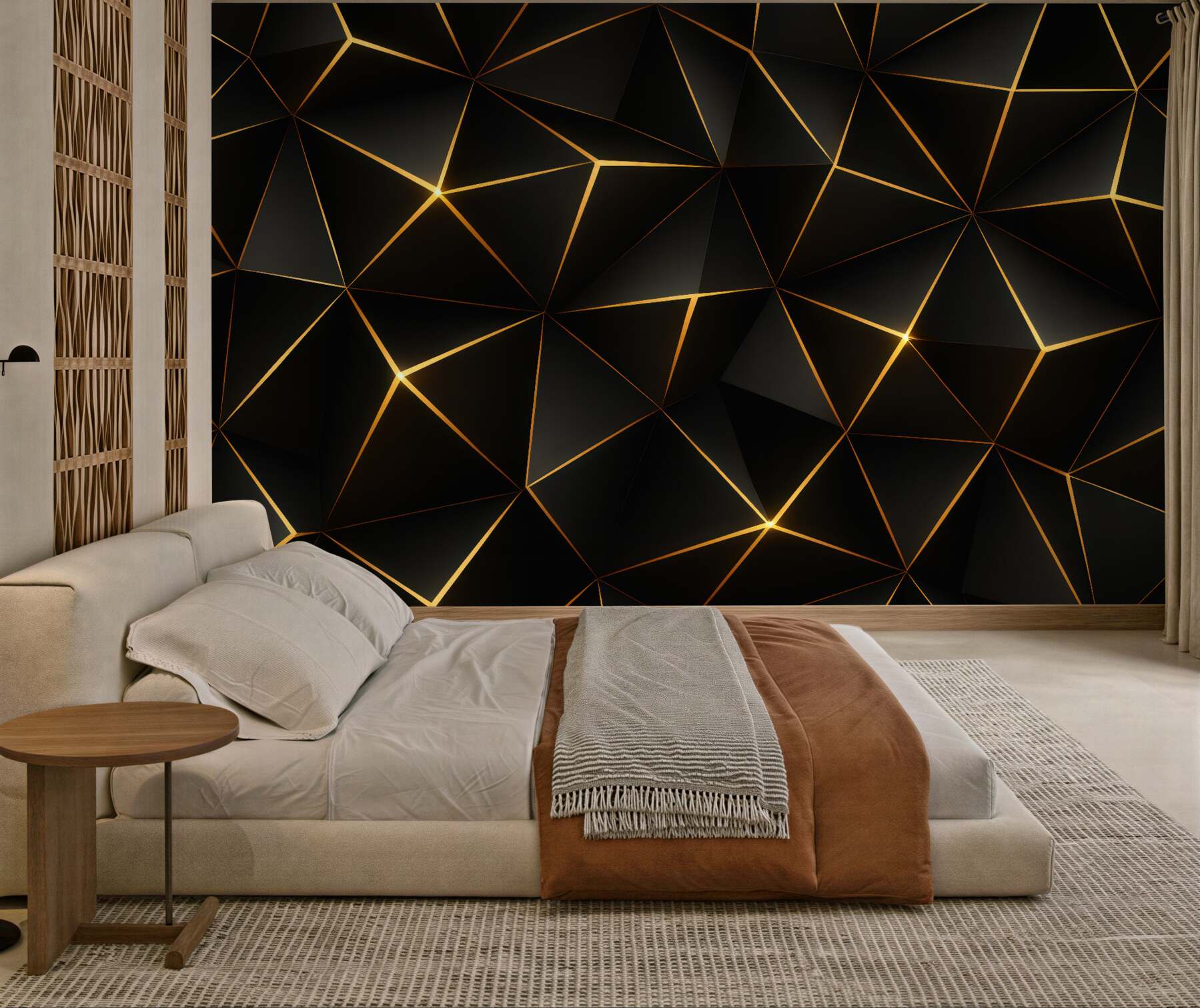 Fototapeta geometryczna czerń z złotym blaskiem