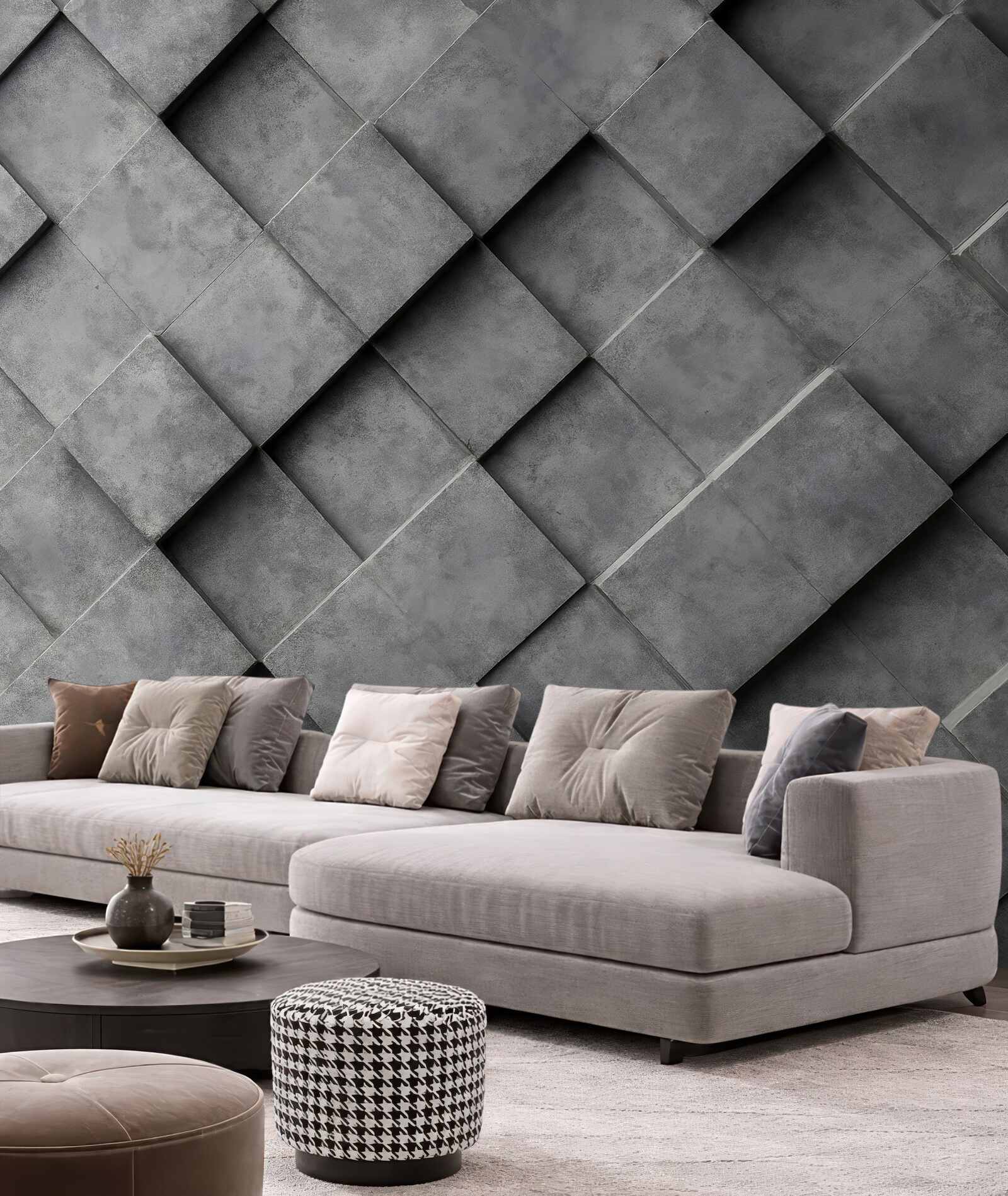 Fototapeta grafitowa geometryczna mozaika 3d