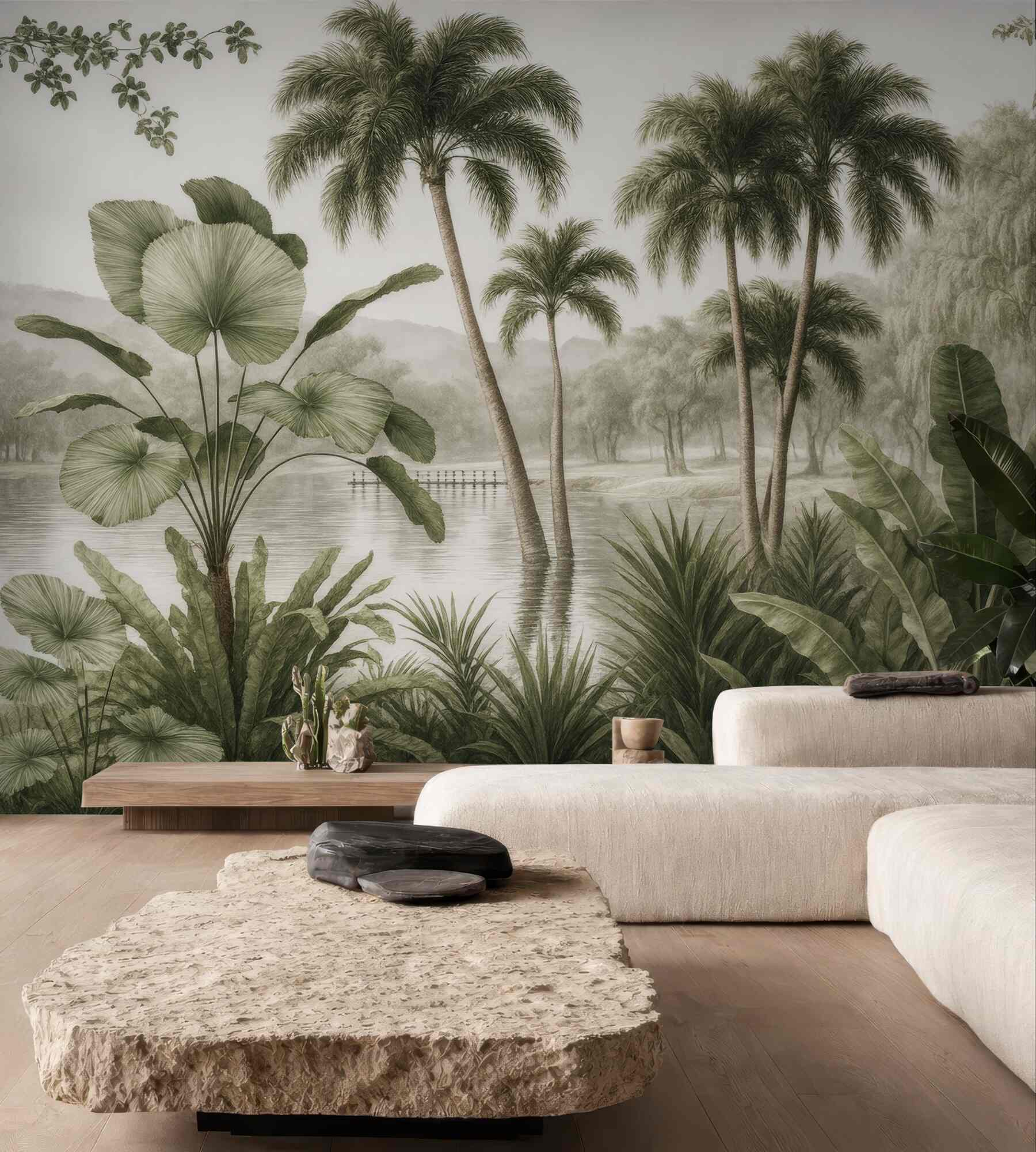 Fototapeta spokojna tropikalna laguna z palmami