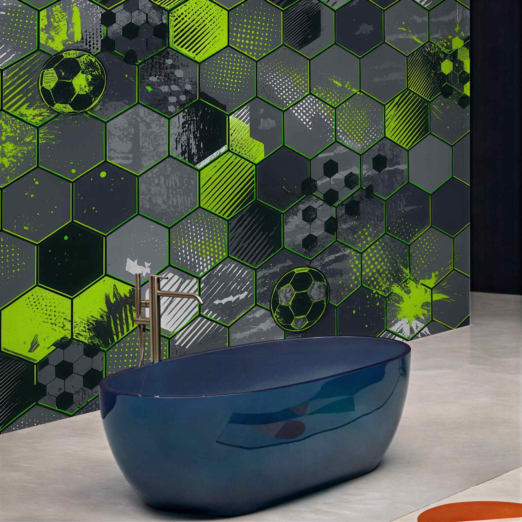 Fototapeta piłkarska mozaika neonowych hexagonów
