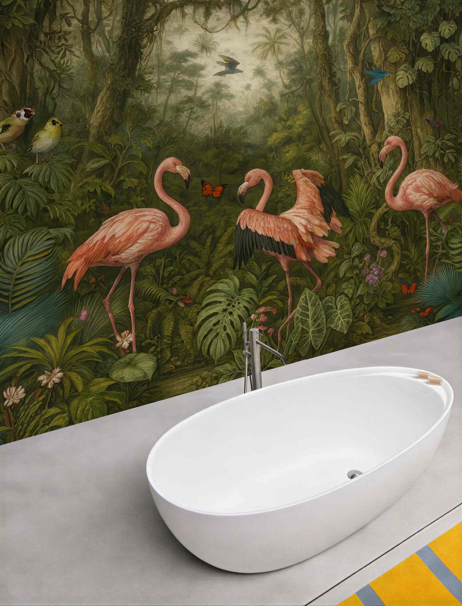 Fototapeta flamingi w tajemniczej tropikalnej dżungli