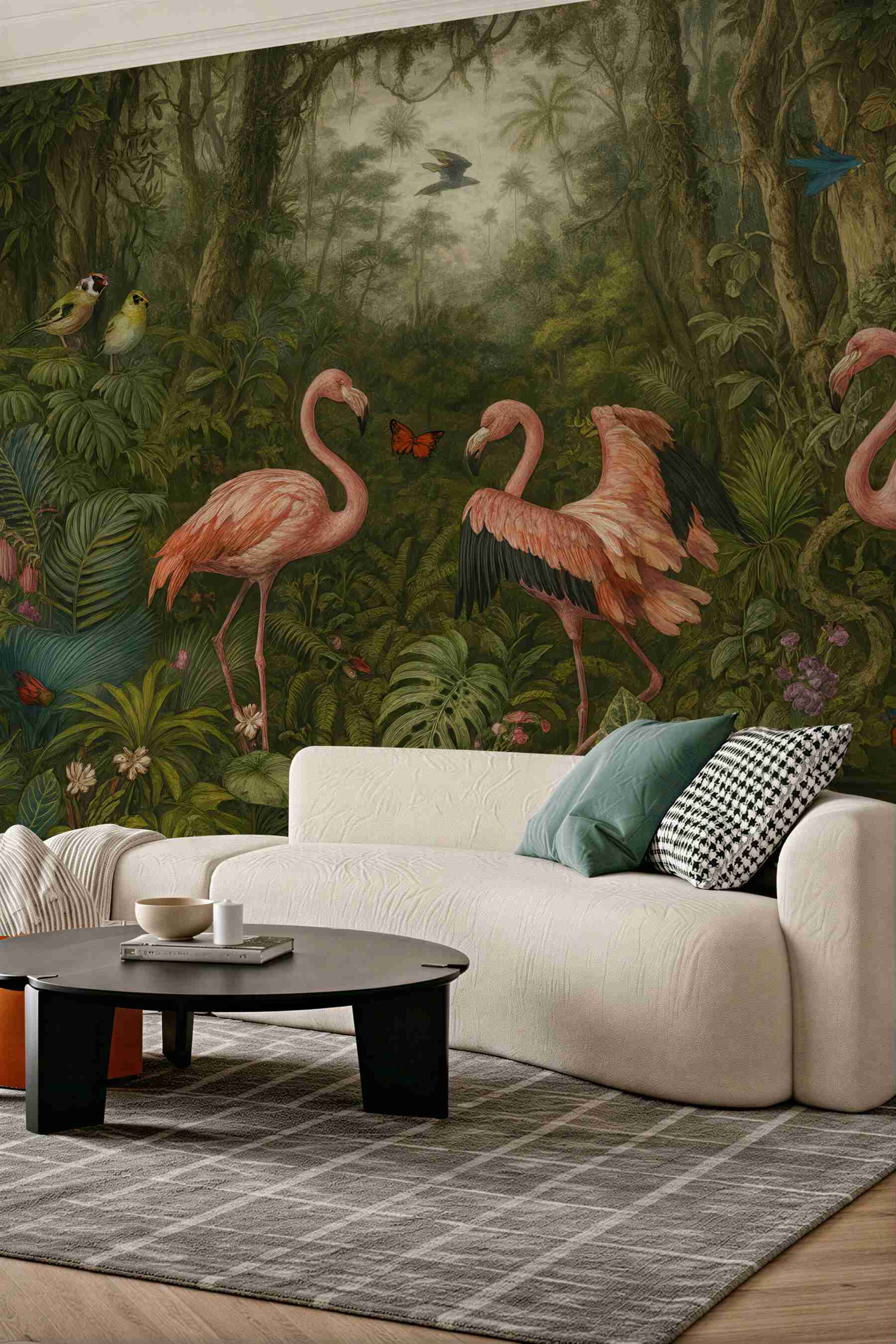 Fototapeta flamingi w tajemniczej tropikalnej dżungli