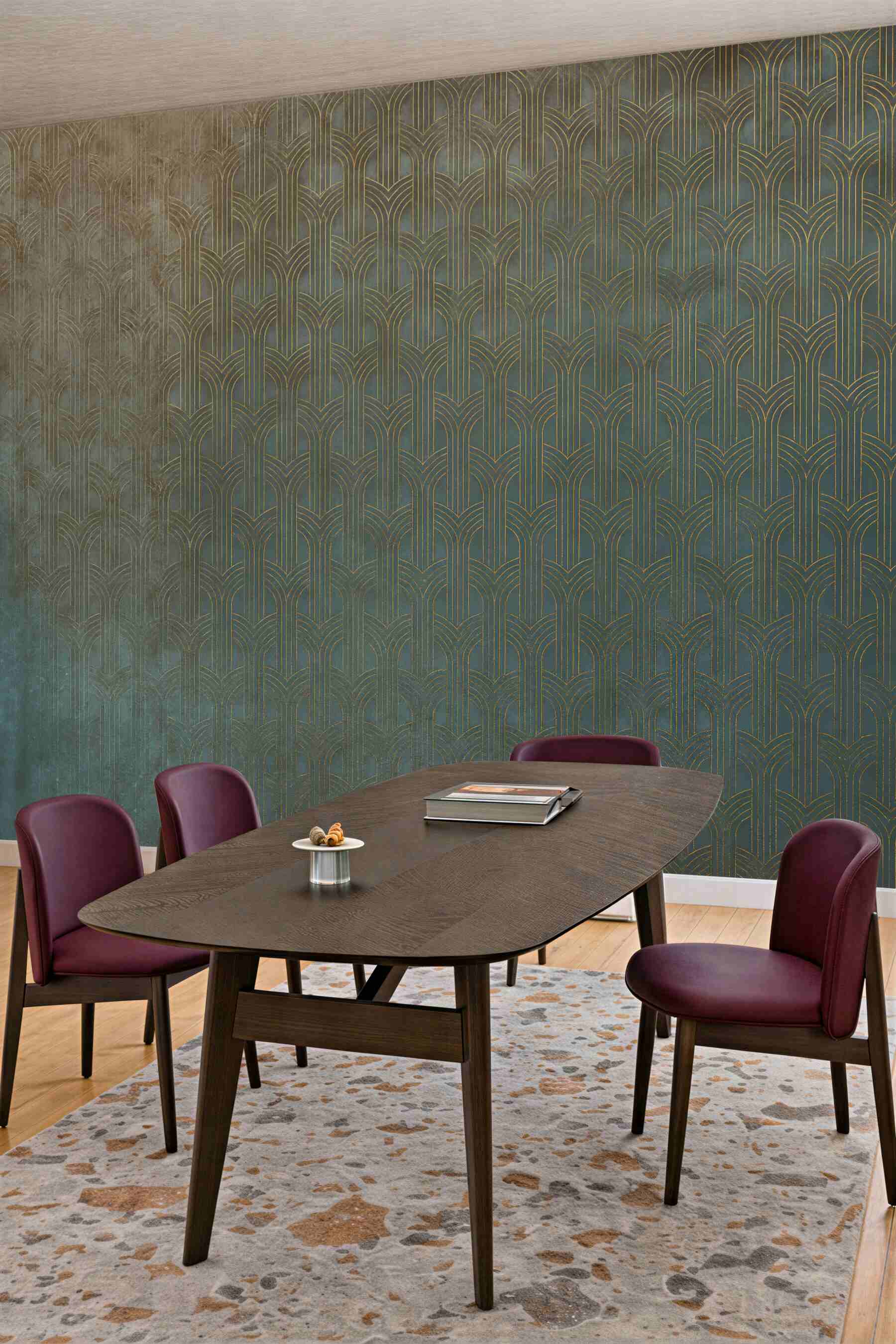 Fototapeta art déco w turkusie i złocie