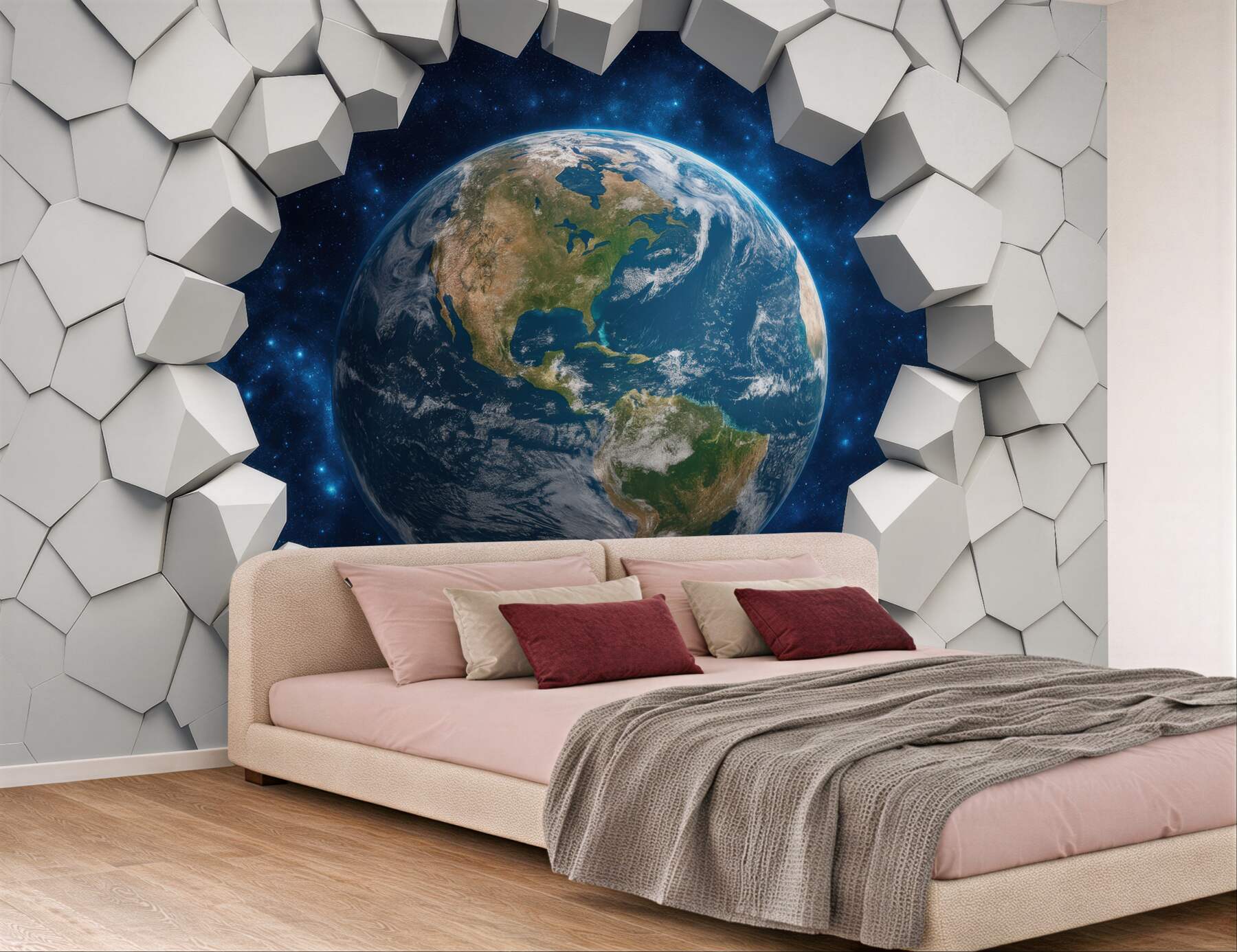 Fototapeta ziemia w kosmicznym geometrycznym portalu