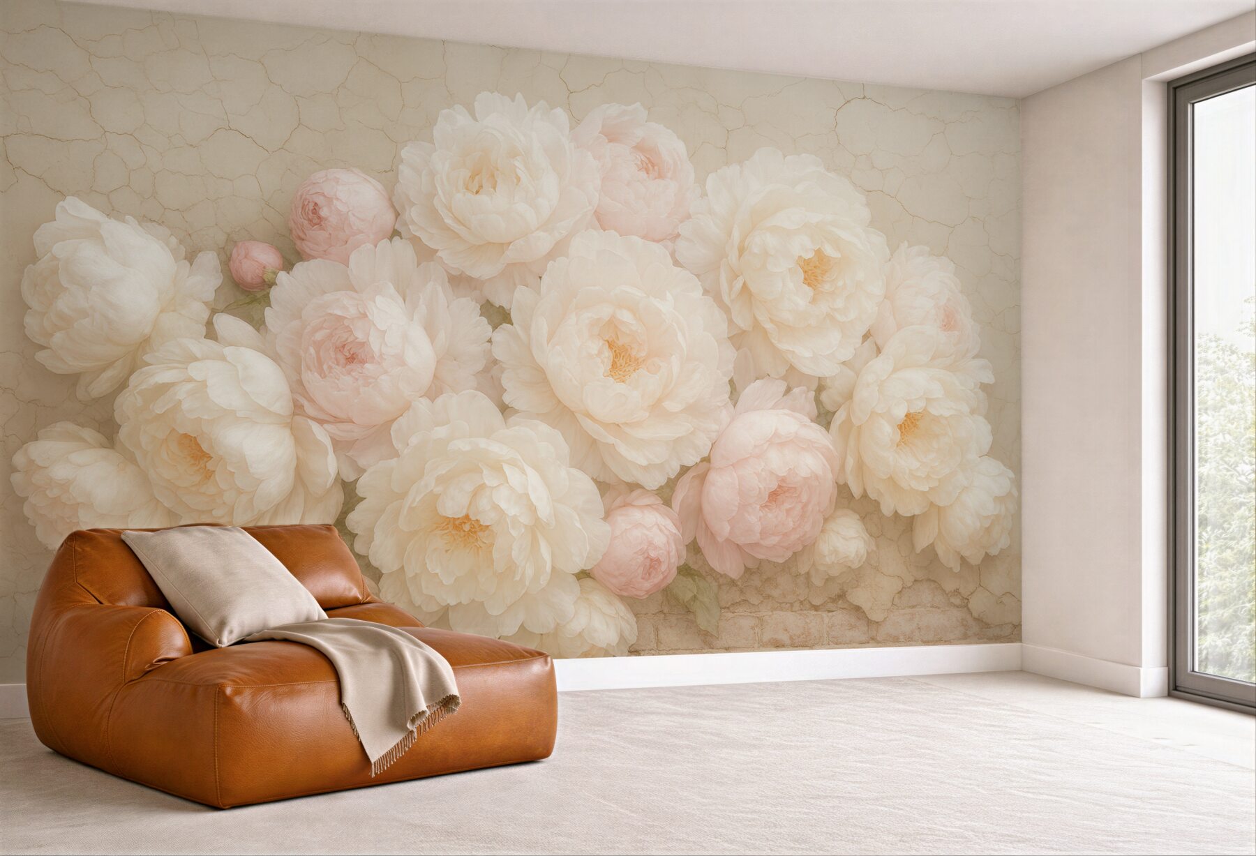 Fototapeta pudrowe piwonie w romantycznym blasku