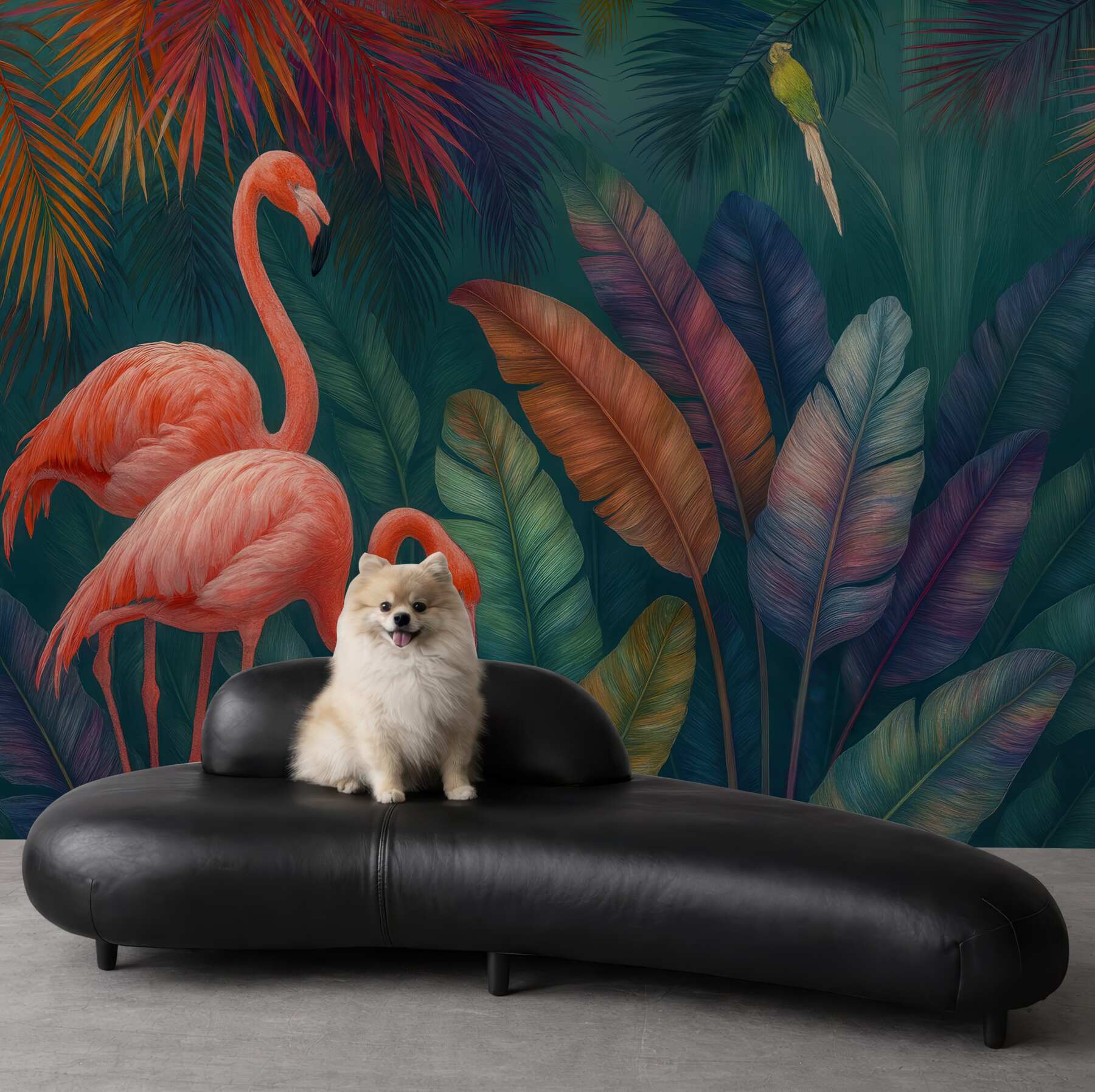 Fototapeta tropikalne flamingi w barwnej dżungli