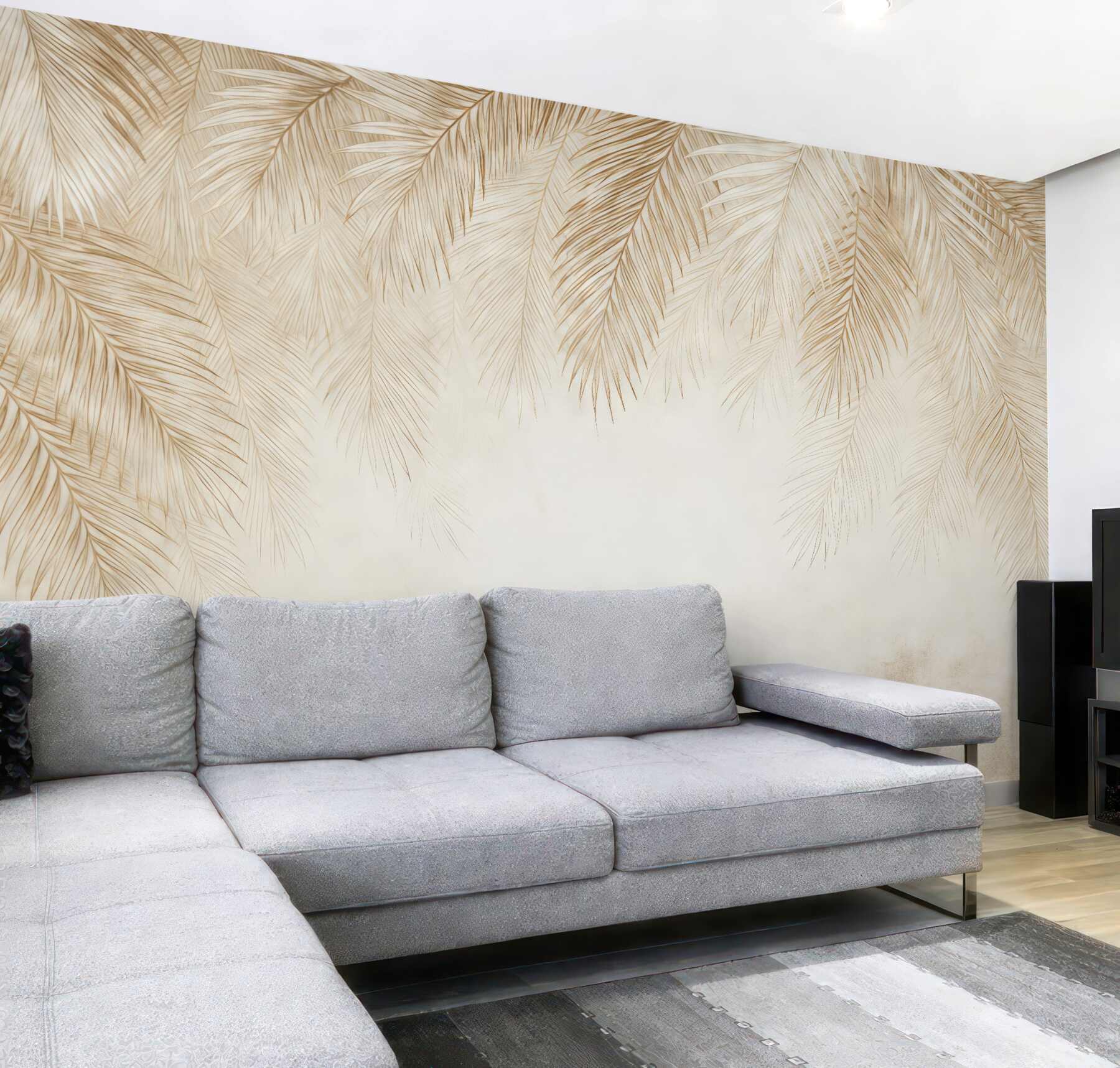 Fototapeta złote liście palmowe w elegancji