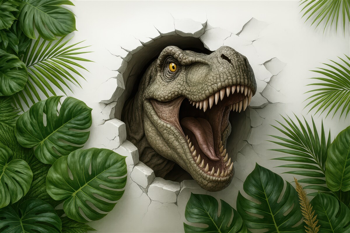 Fototapeta dinozaur w tropikalnej dżungli 3d