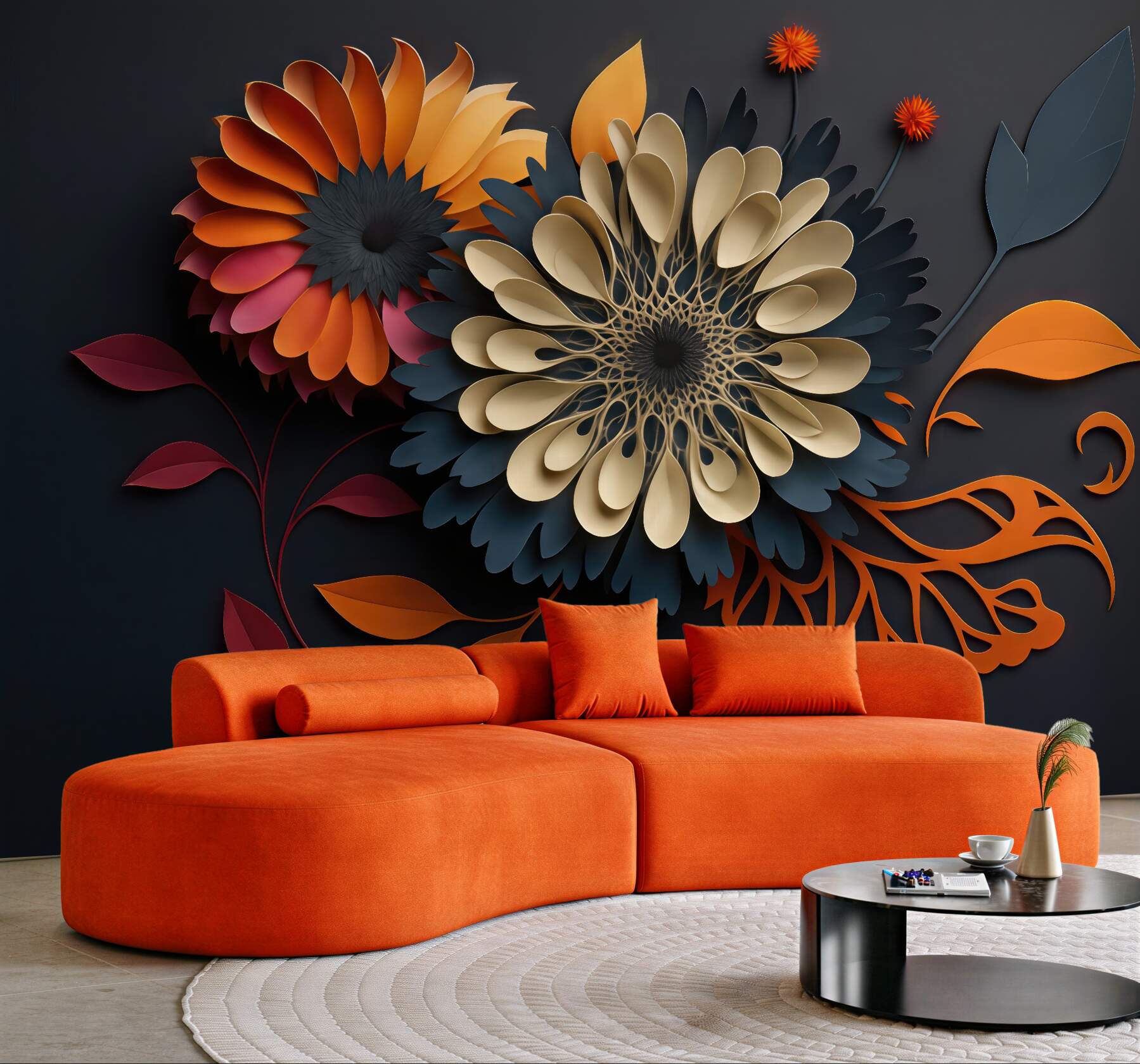 Fototapeta nowoczesne kwiaty w papercut
