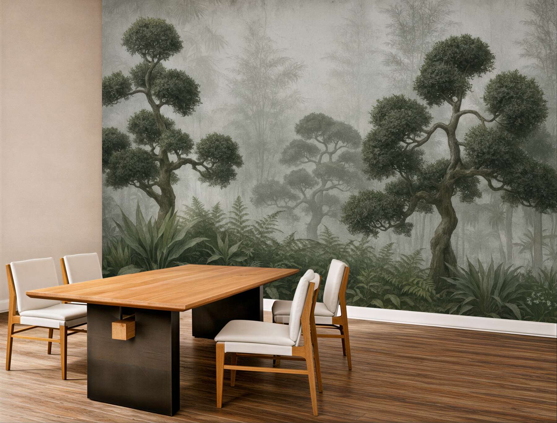 Fototapeta mroczny las bonsai we mgle