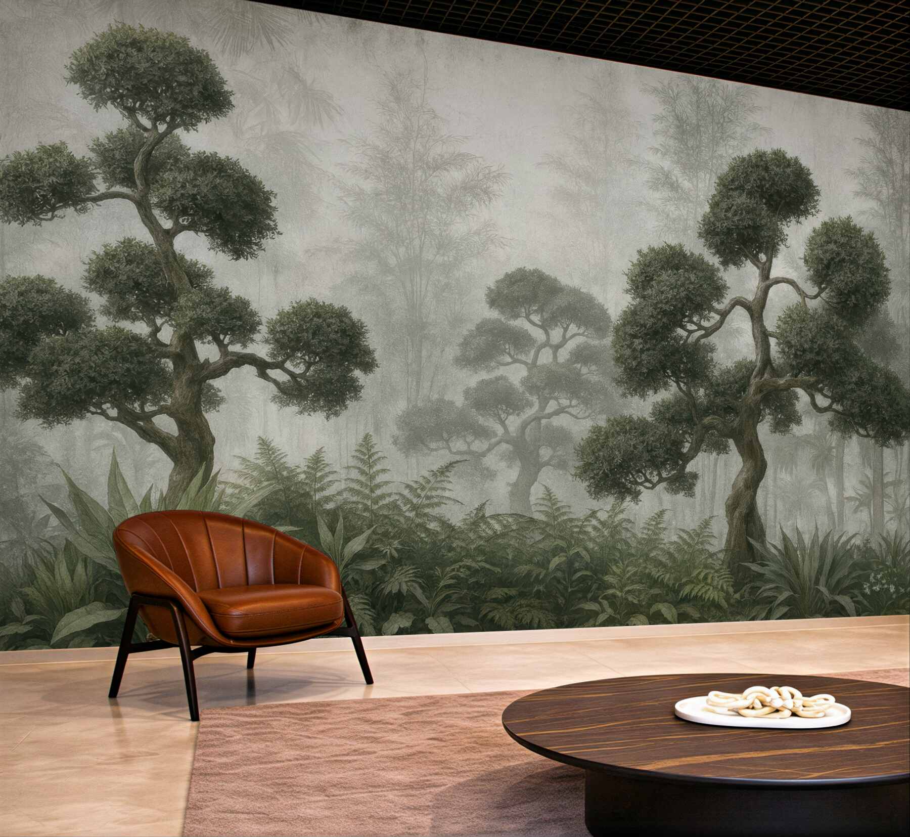 Fototapeta mroczny las bonsai we mgle