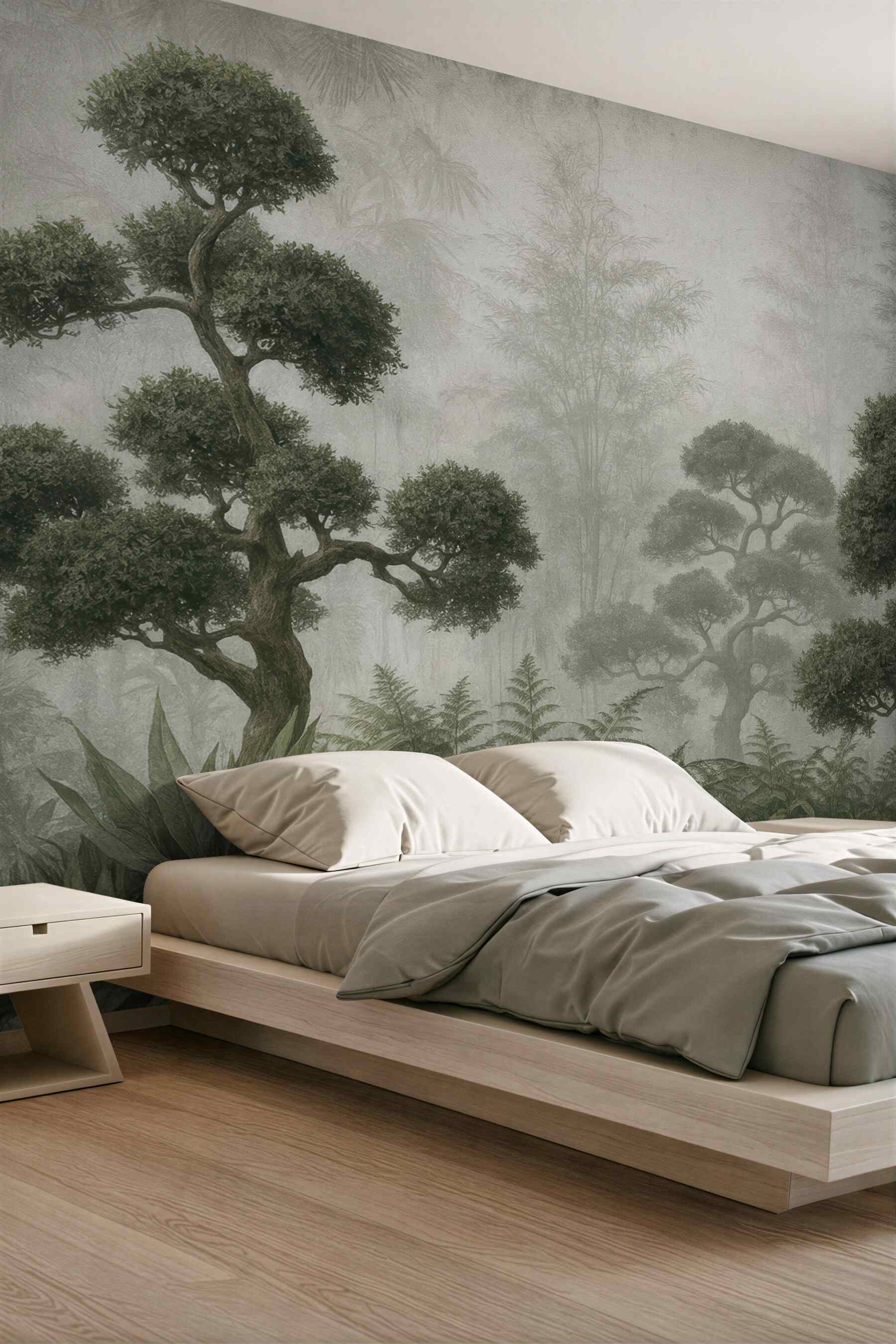 Fototapeta mroczny las bonsai we mgle