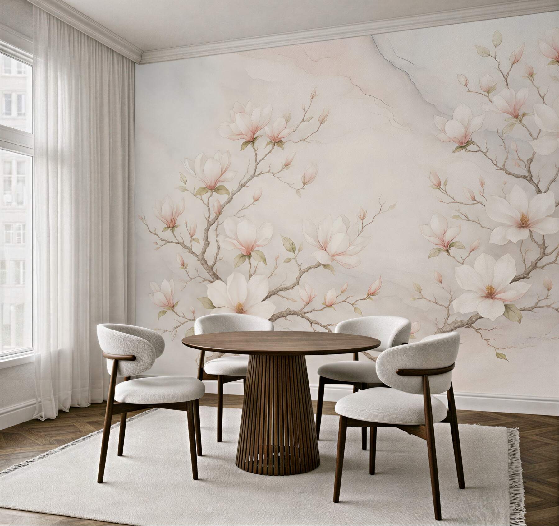 Fototapeta delikatne magnolie na marmurowym tle