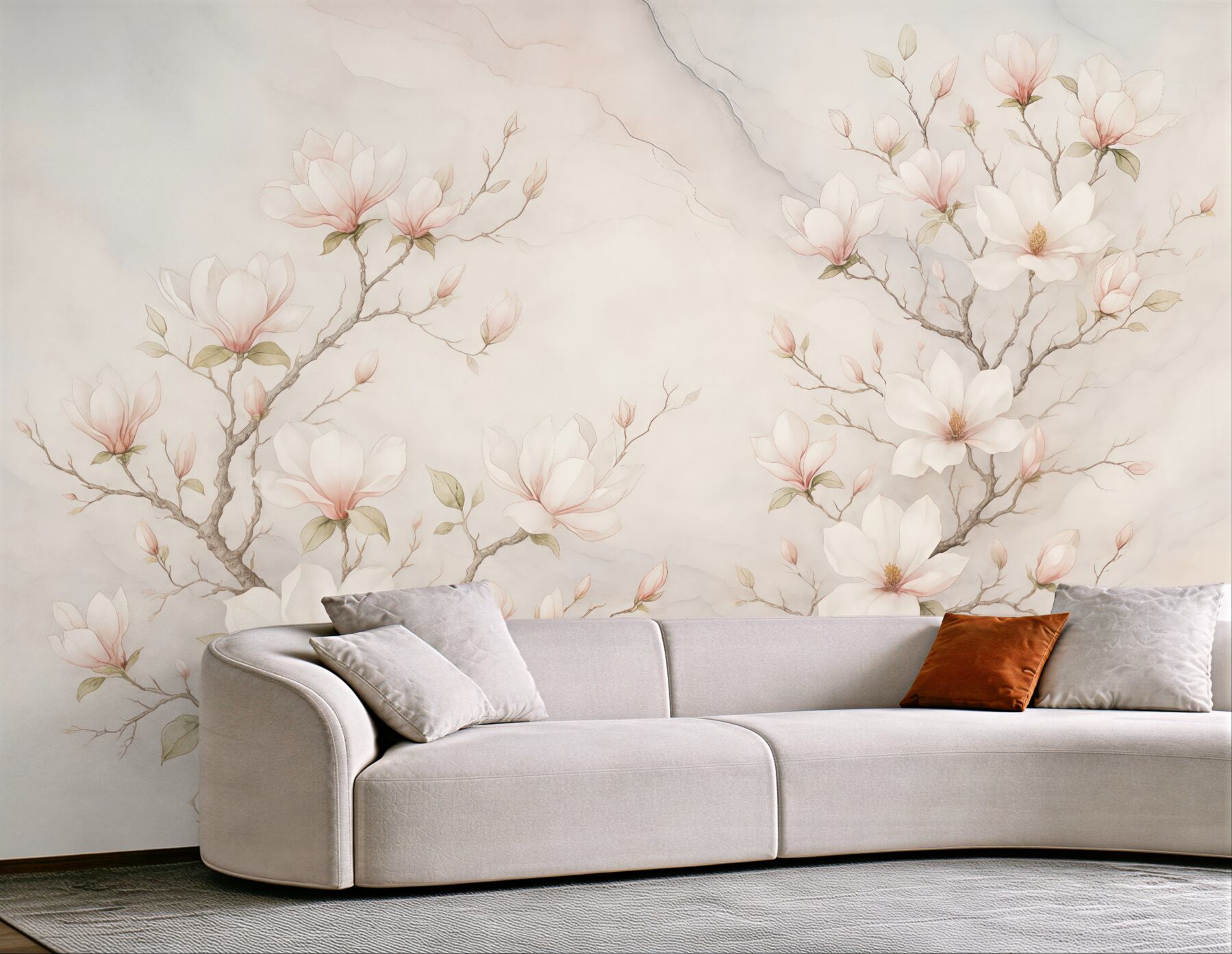 Fototapeta delikatne magnolie na marmurowym tle