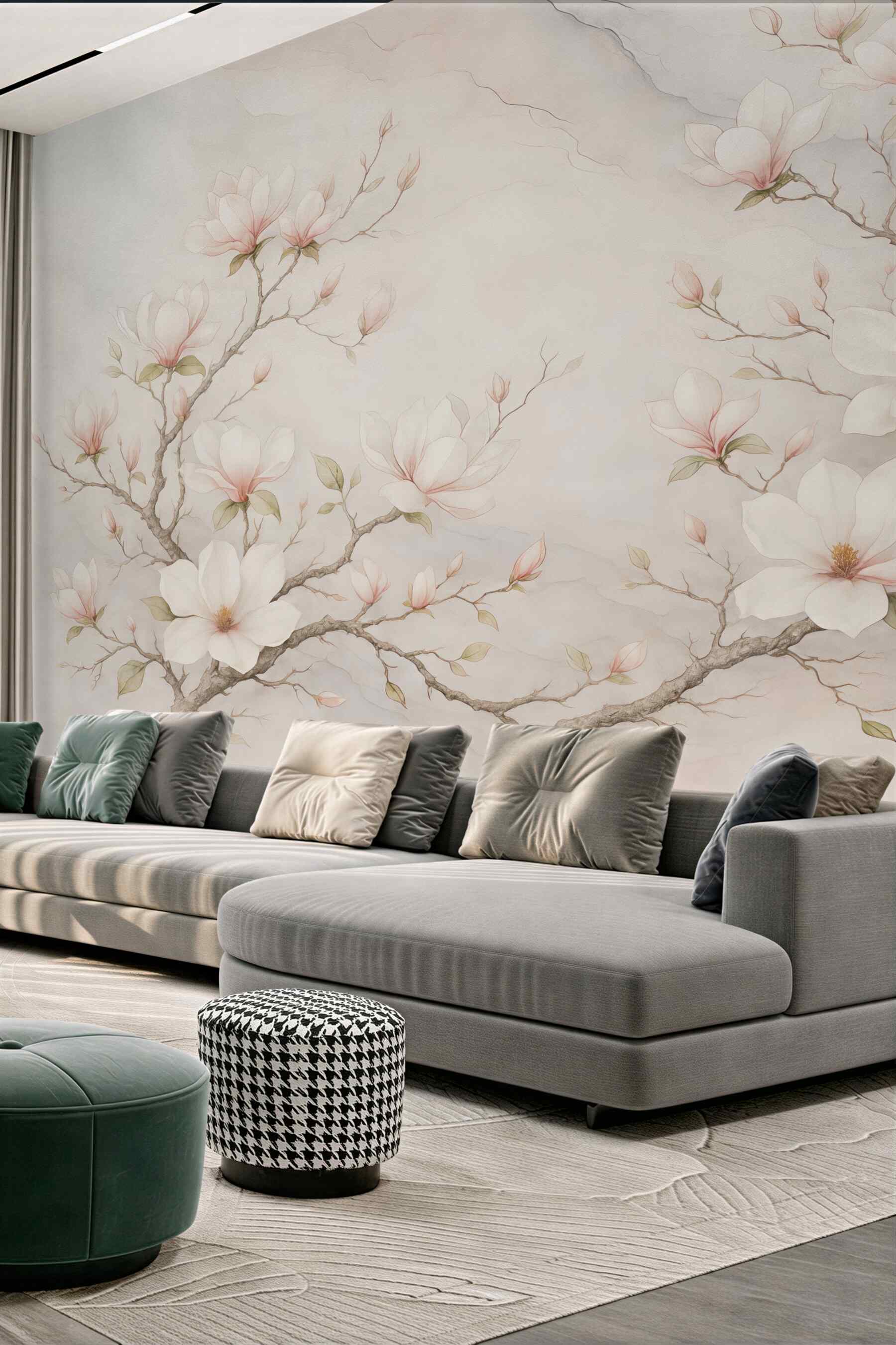 Fototapeta delikatne magnolie na marmurowym tle