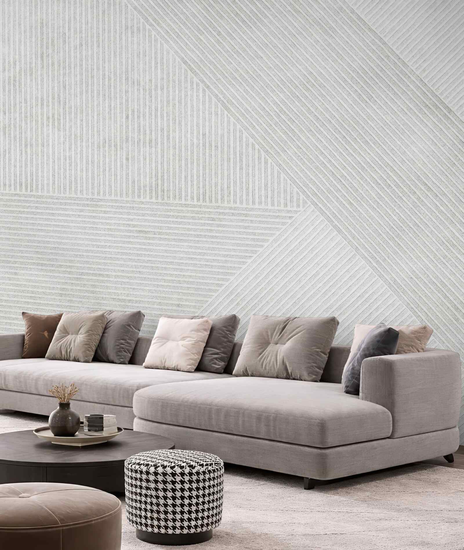 Fototapeta subtelna geometria w beżowych liniach
